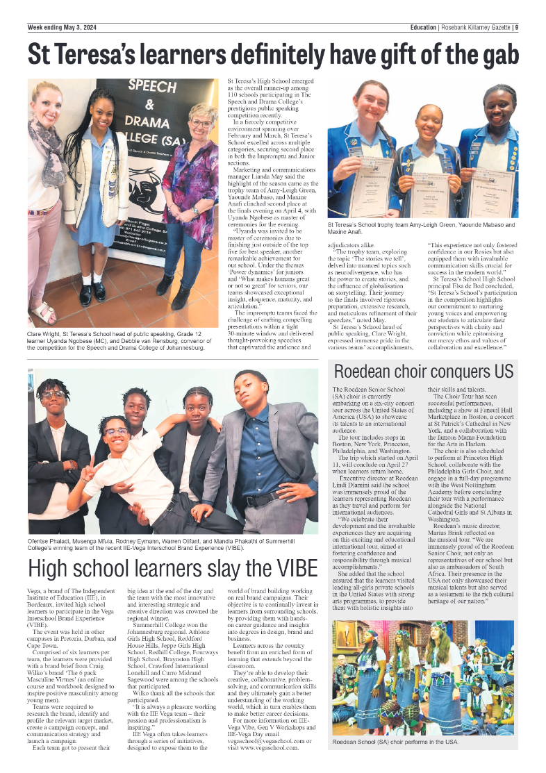 Rosebank Killarney Gazette 03 May 2024 page 9