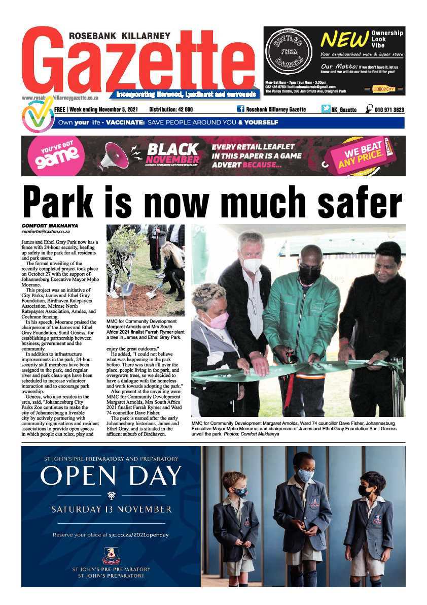 Rosebank Killarney Gazette 05 November 2021 page 1