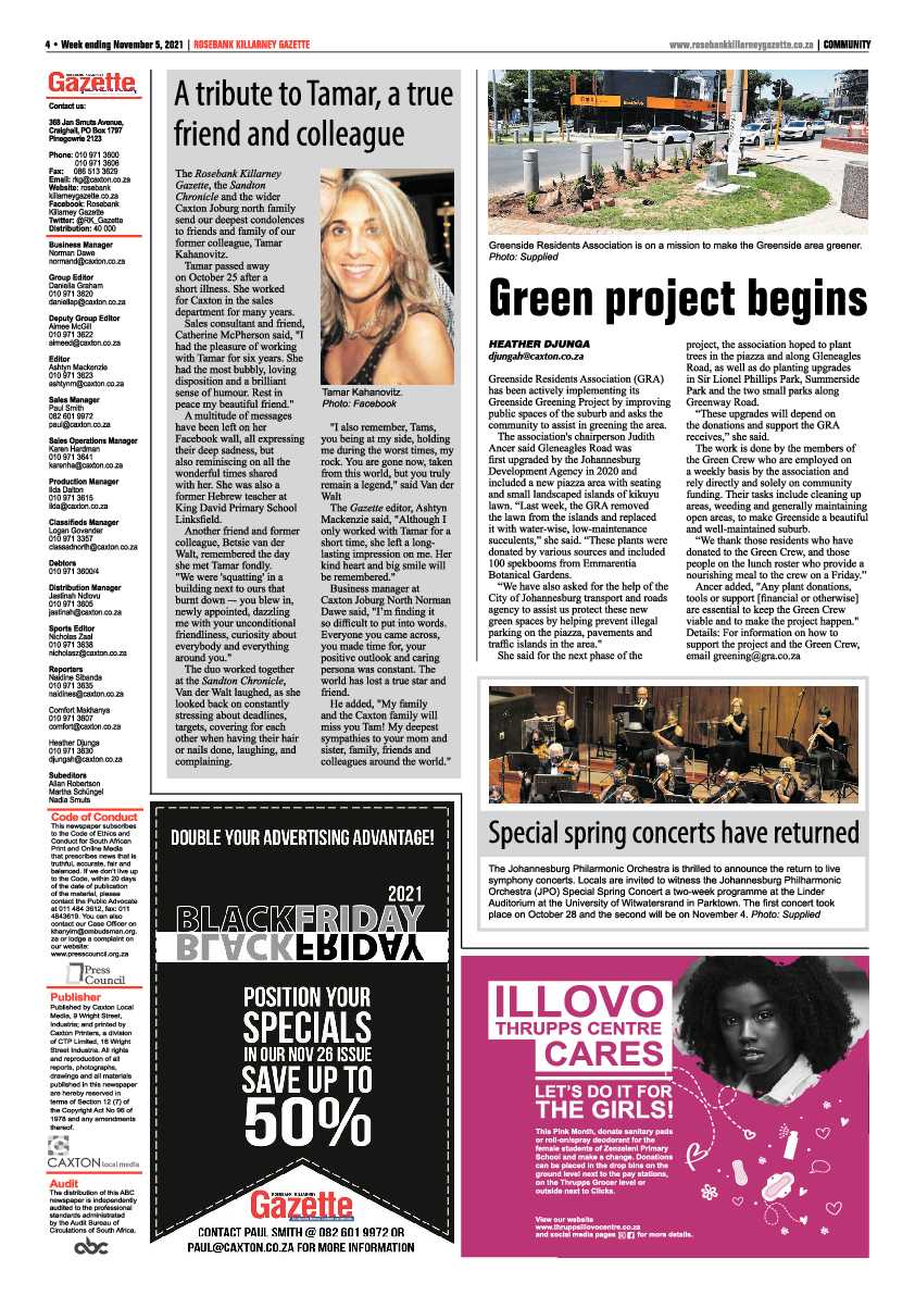 Rosebank Killarney Gazette 05 November 2021 page 4