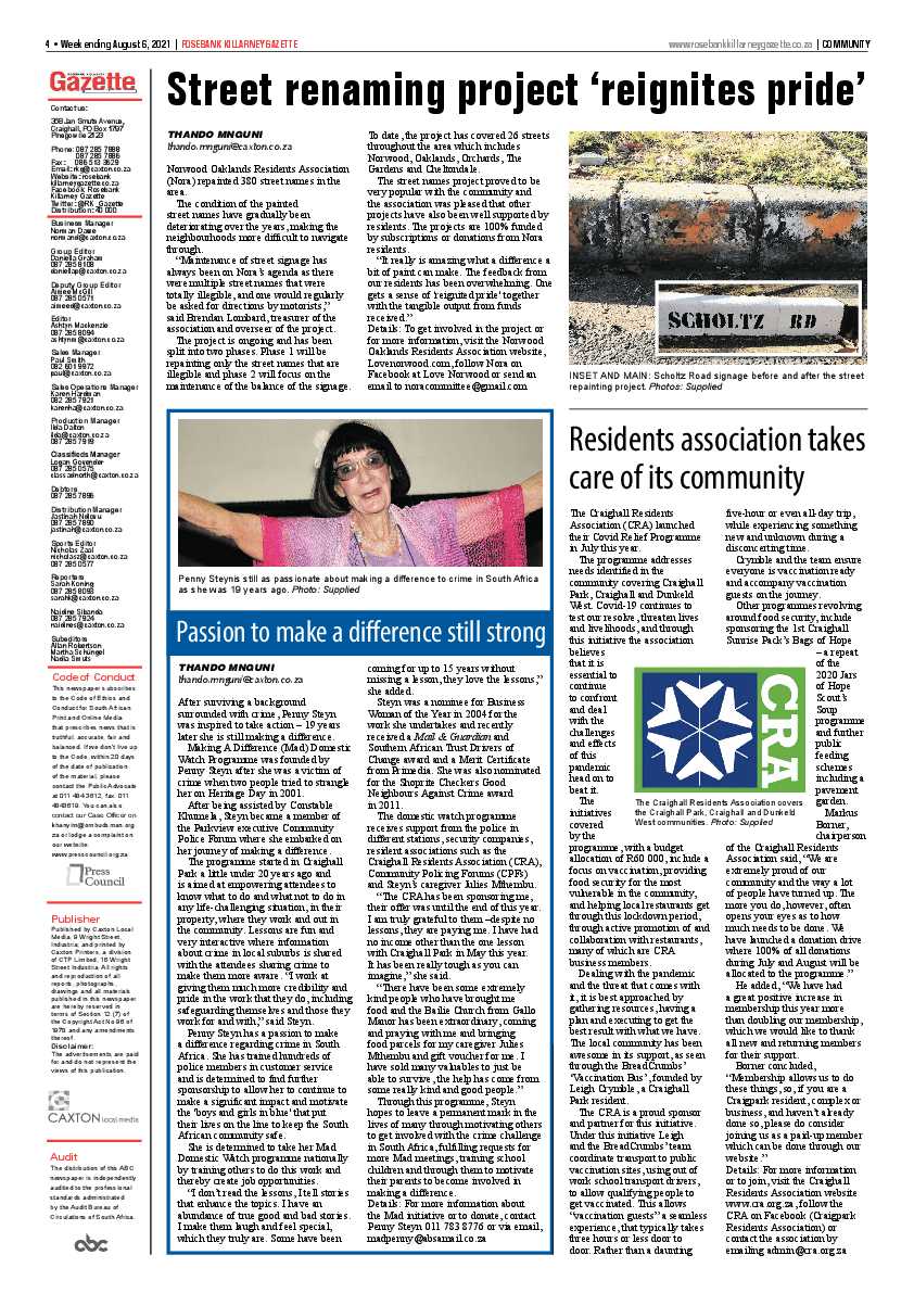 Rosebank Killarney Gazette 06 August 2021 page 4