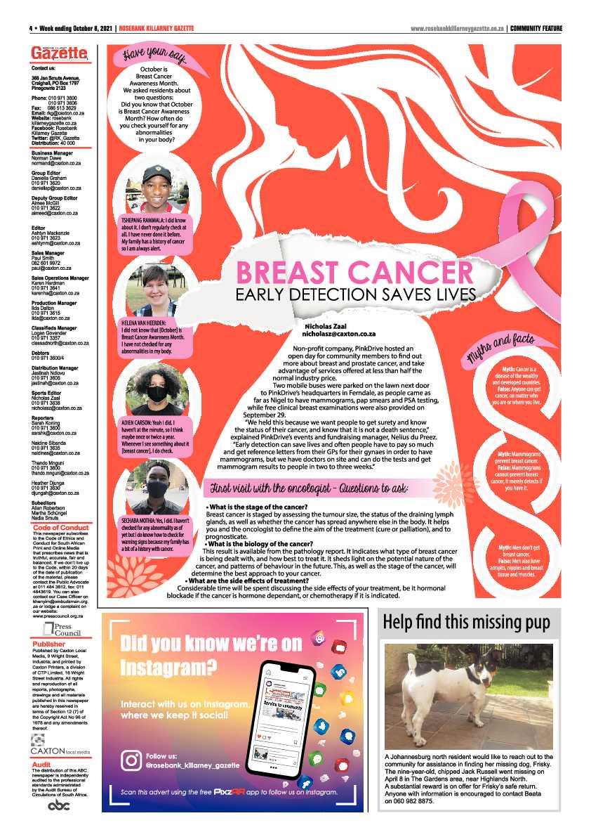 Rosebank Killarney Gazette 08 October 2021 page 4
