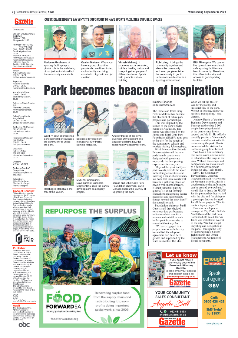 Rosebank Killarney Gazette 08 Sept 2023 page 2
