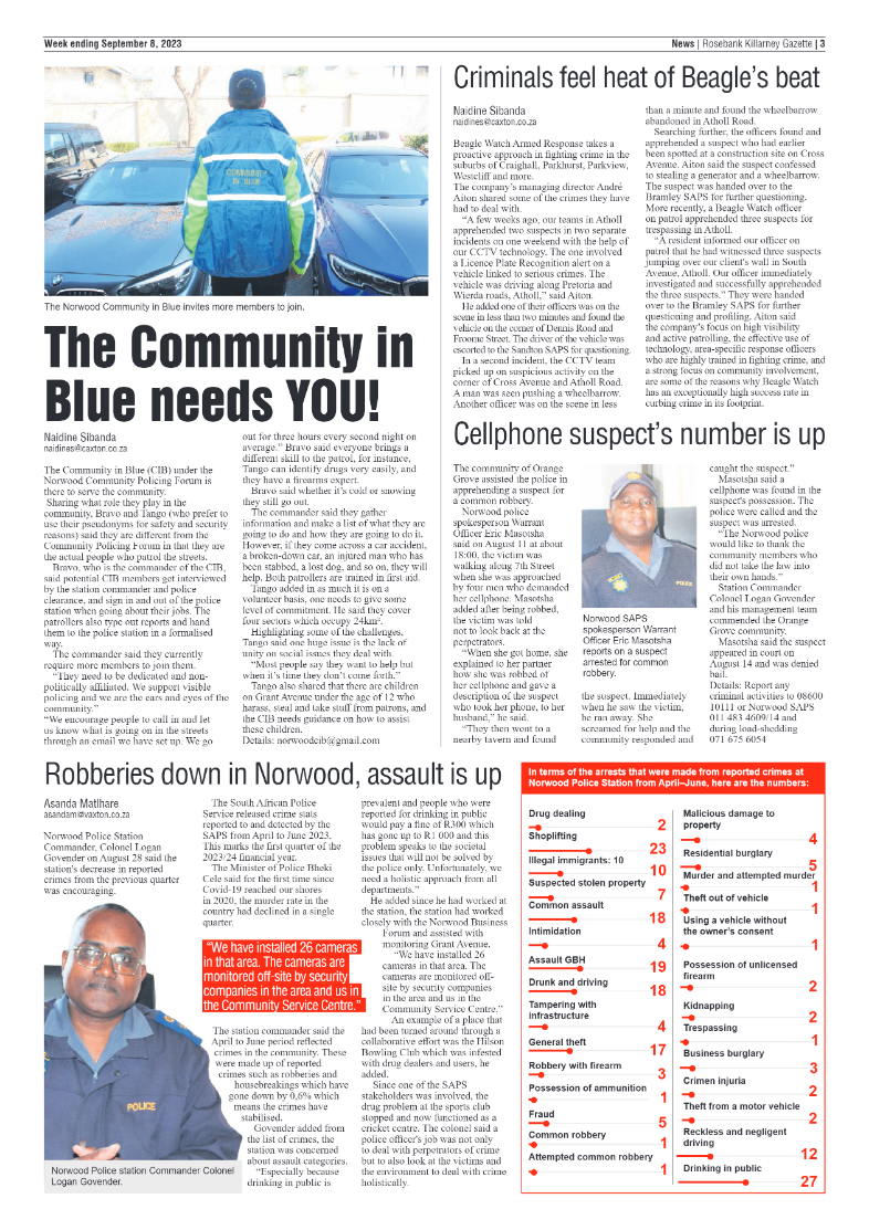 Rosebank Killarney Gazette 08 Sept 2023 page 3