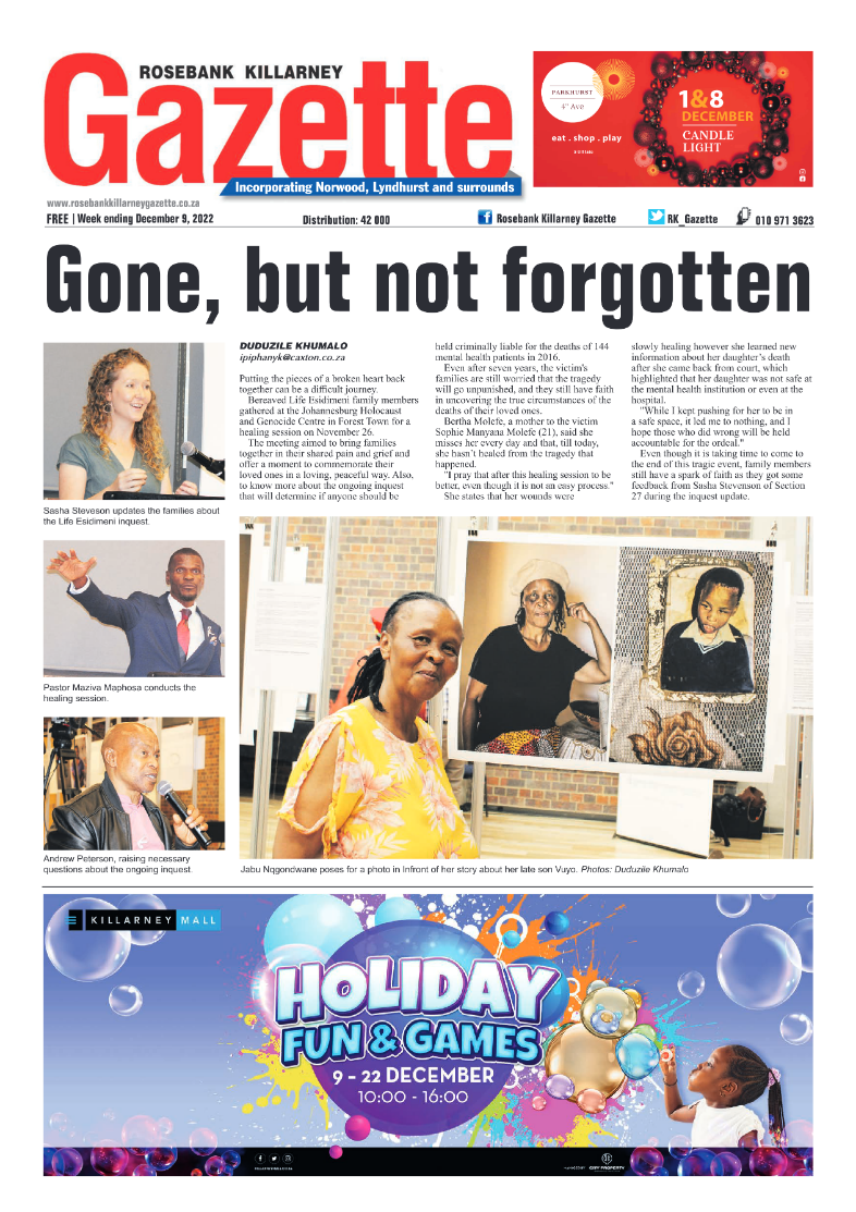 Rosebank Killarney Gazette 09 Dec 2022 page 1