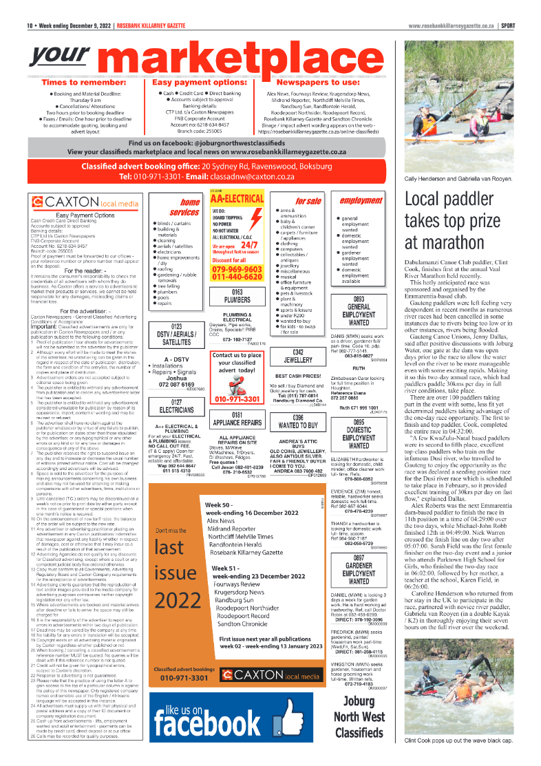 Rosebank Killarney Gazette 09 Dec 2022 page 10