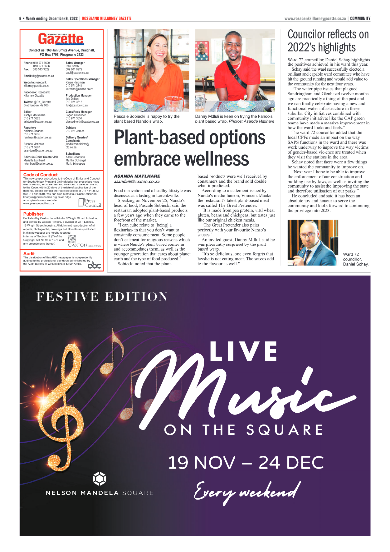 Rosebank Killarney Gazette 09 Dec 2022 page 6