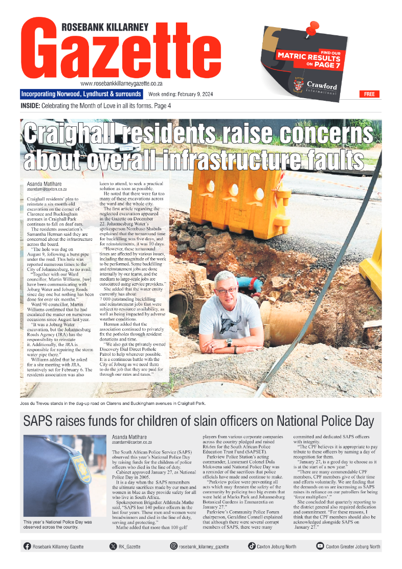 Rosebank Killarney Gazette 09 February 2024 page 1