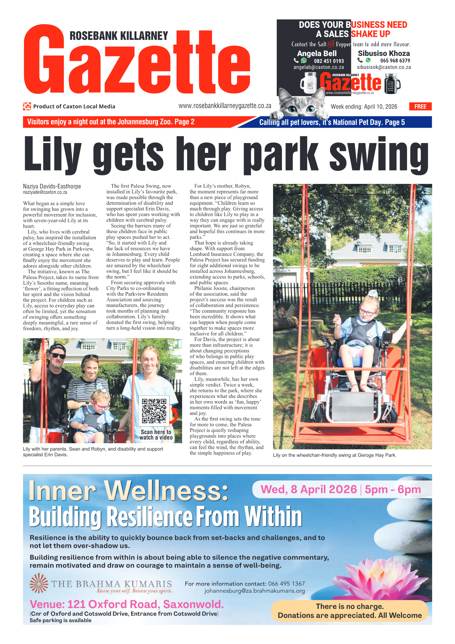 Rosebank Killarney Gazette 10 April 2026 page 1