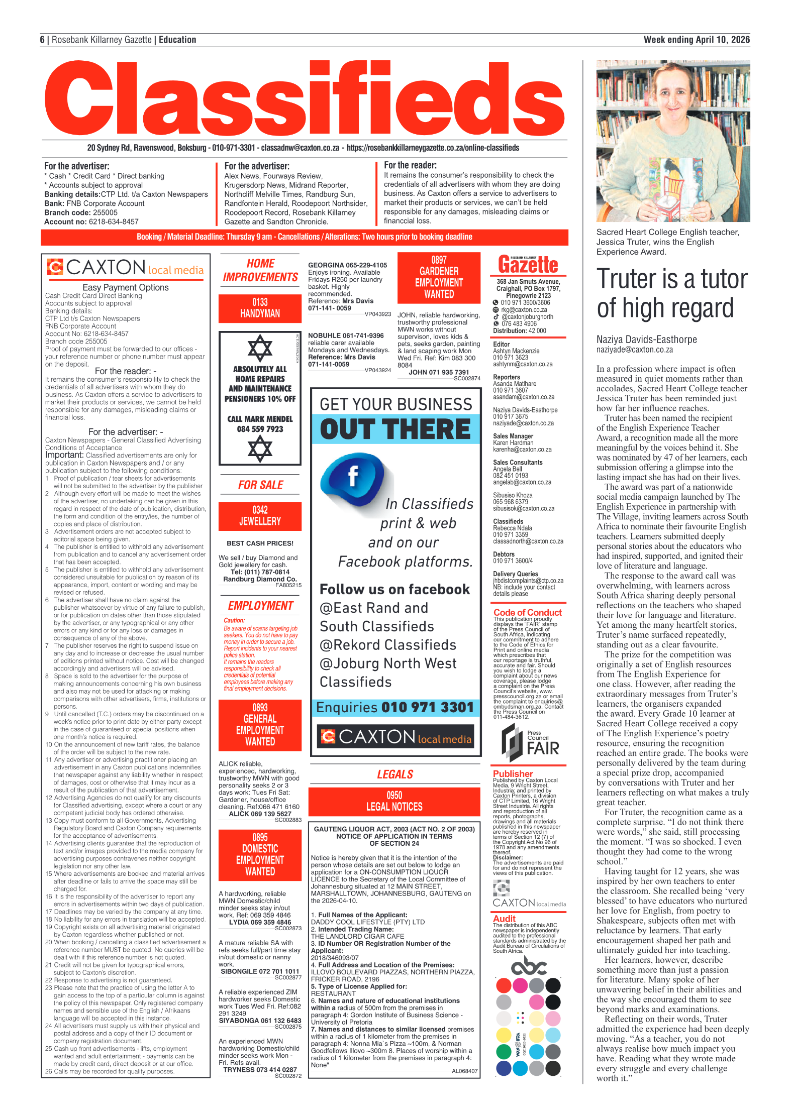Rosebank Killarney Gazette 10 April 2026 page 6