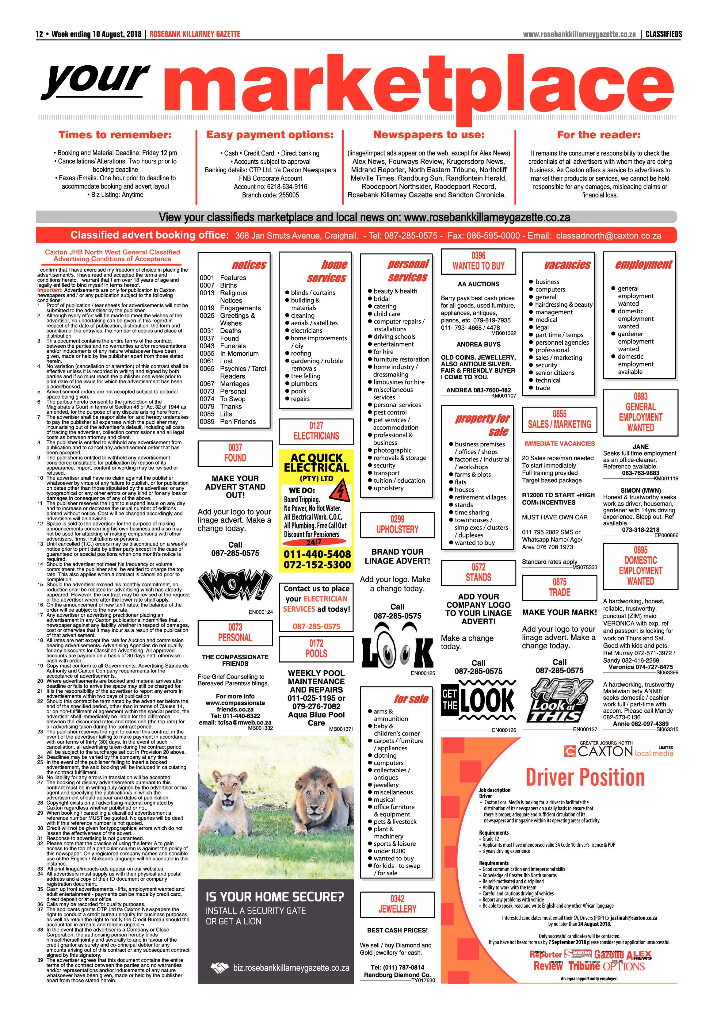 Rosebank Killarney Gazette 10 August 2018 page 12