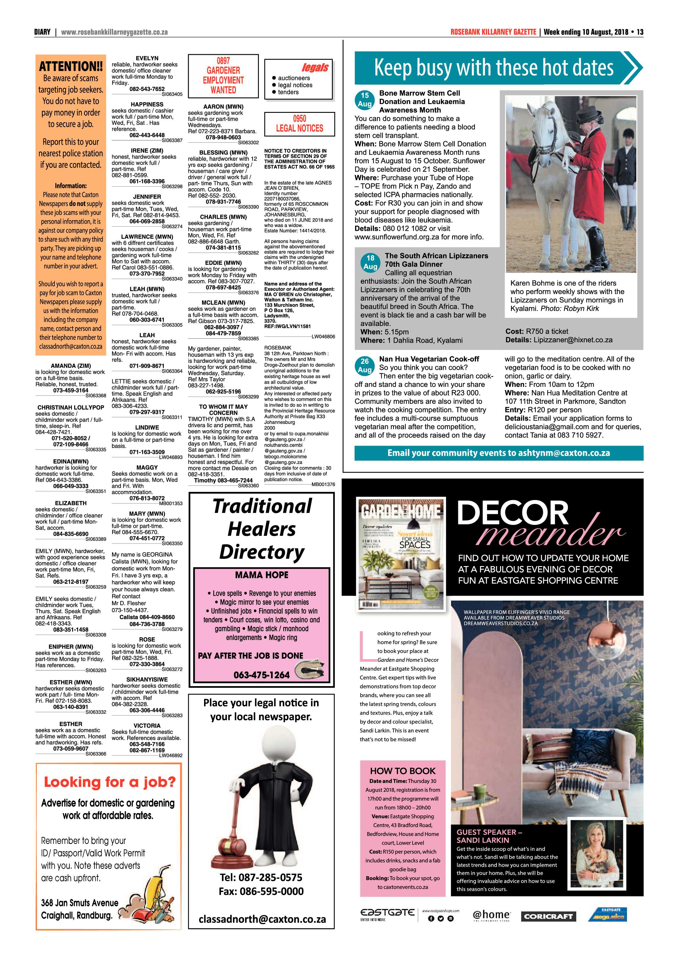 Rosebank Killarney Gazette 10 August 2018 page 13