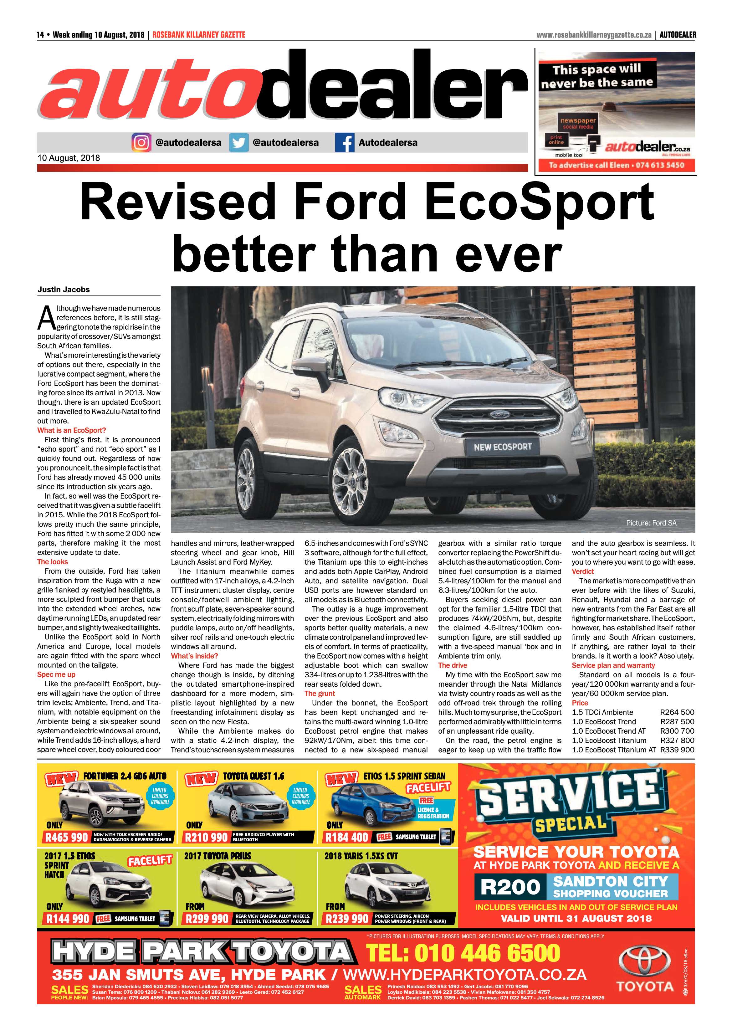 Rosebank Killarney Gazette 10 August 2018 page 14
