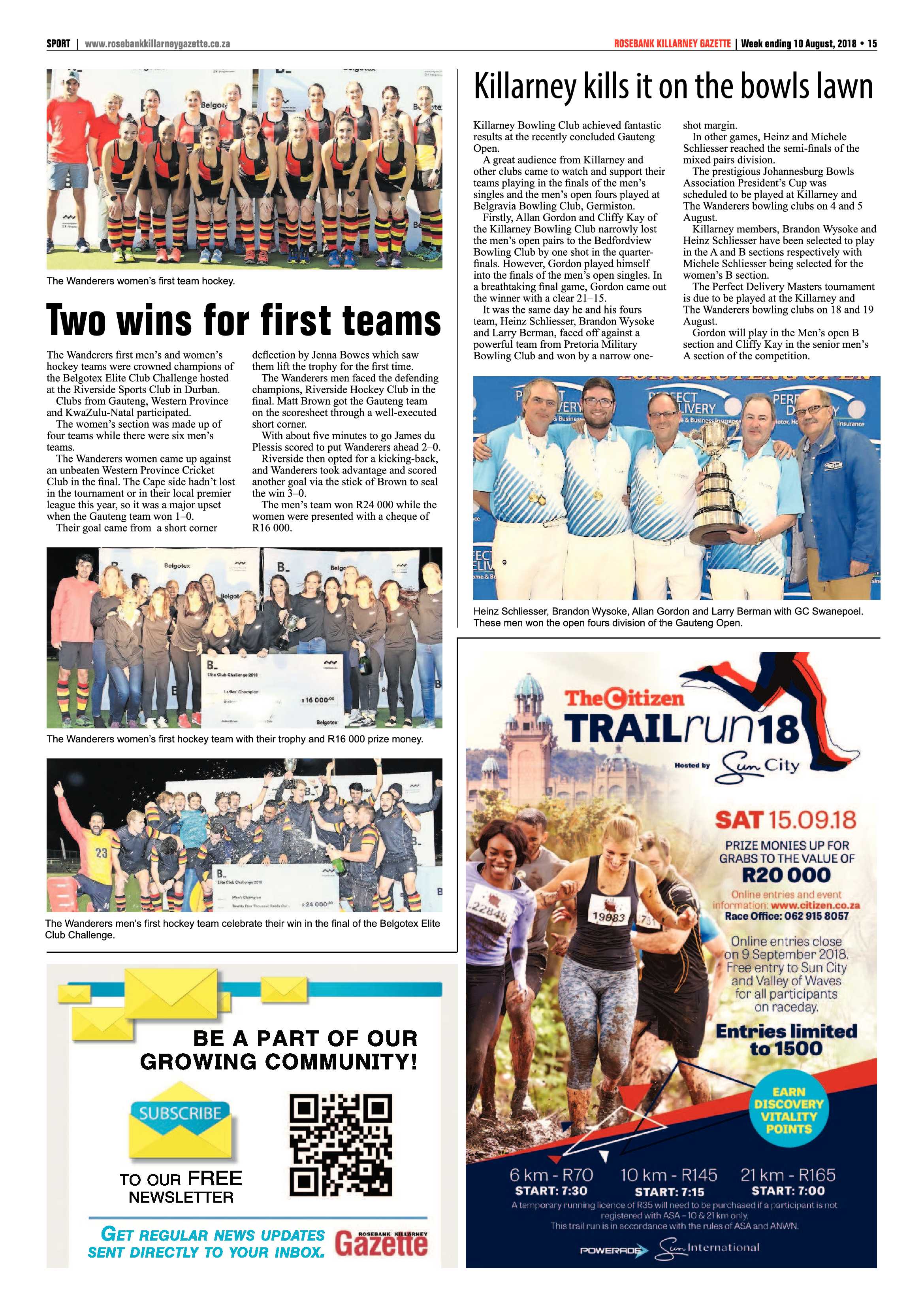 Rosebank Killarney Gazette 10 August 2018 page 15