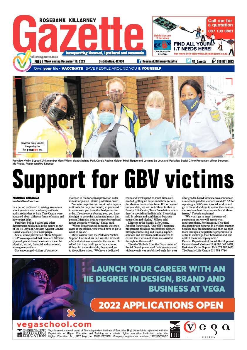 Rosebank Killarney Gazette 10 December 2021 page 1