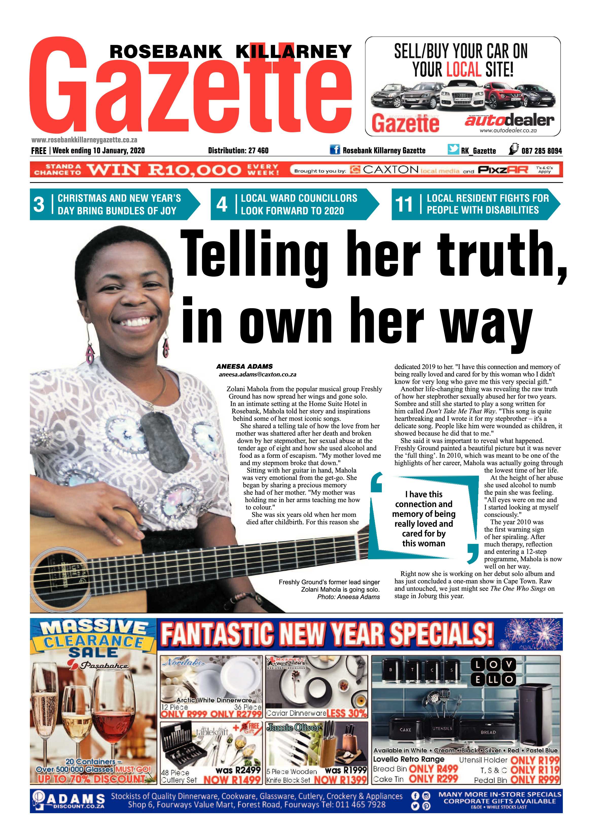 Rosebank Killarney Gazette 10 January 2020 page 1