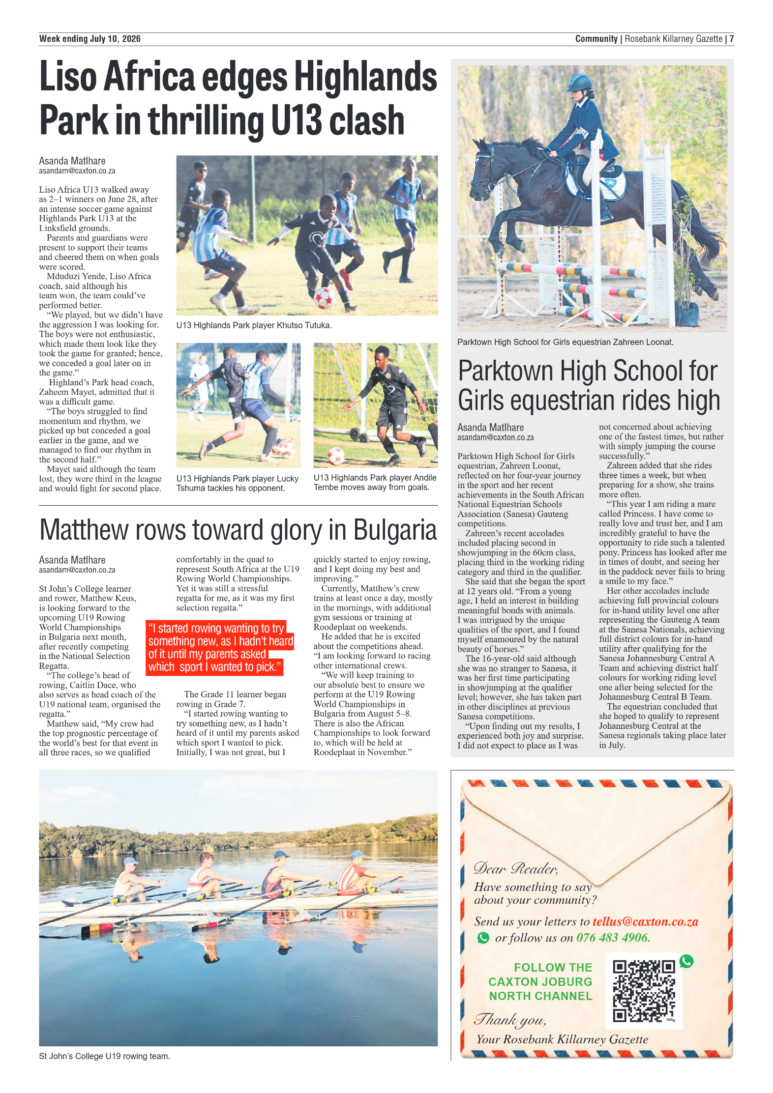 Rosebank Killarney Gazette 10 July 2026 page 7
