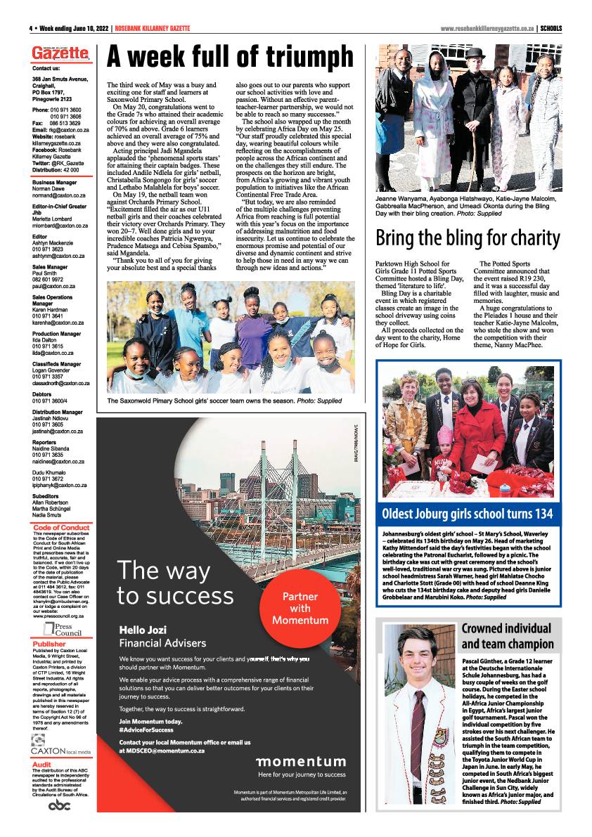 Rosebank Killarney Gazette 10 June 2022 page 4
