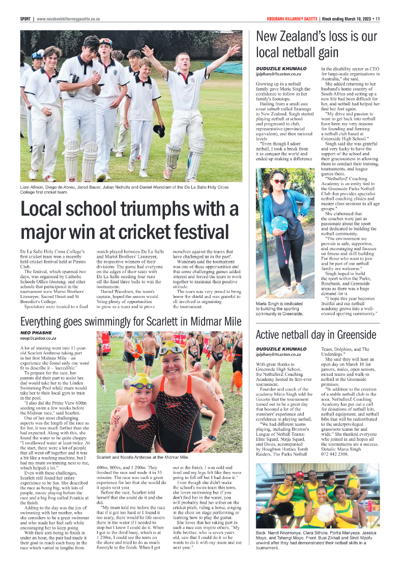 Rosebank Killarney Gazette 10 March 2023 page 11