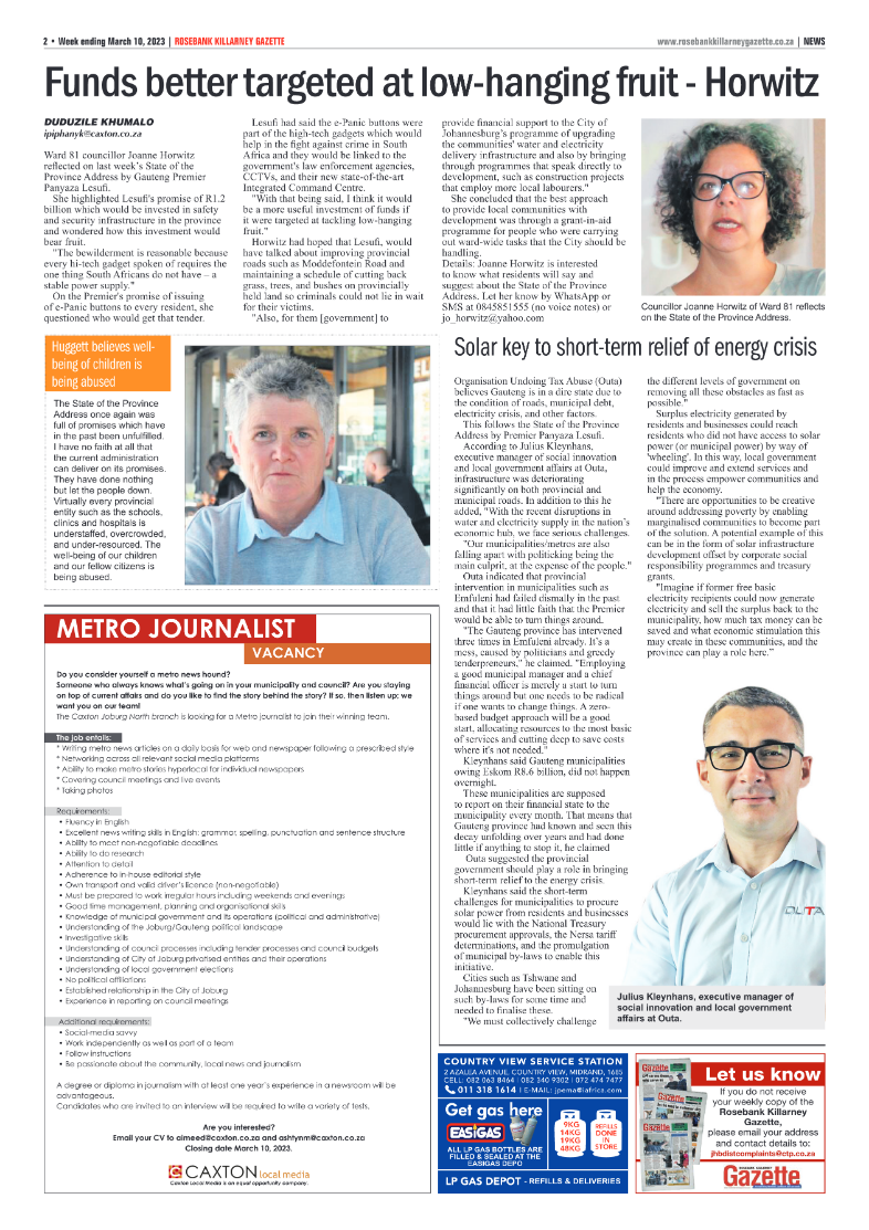 Rosebank Killarney Gazette 10 March 2023 page 2