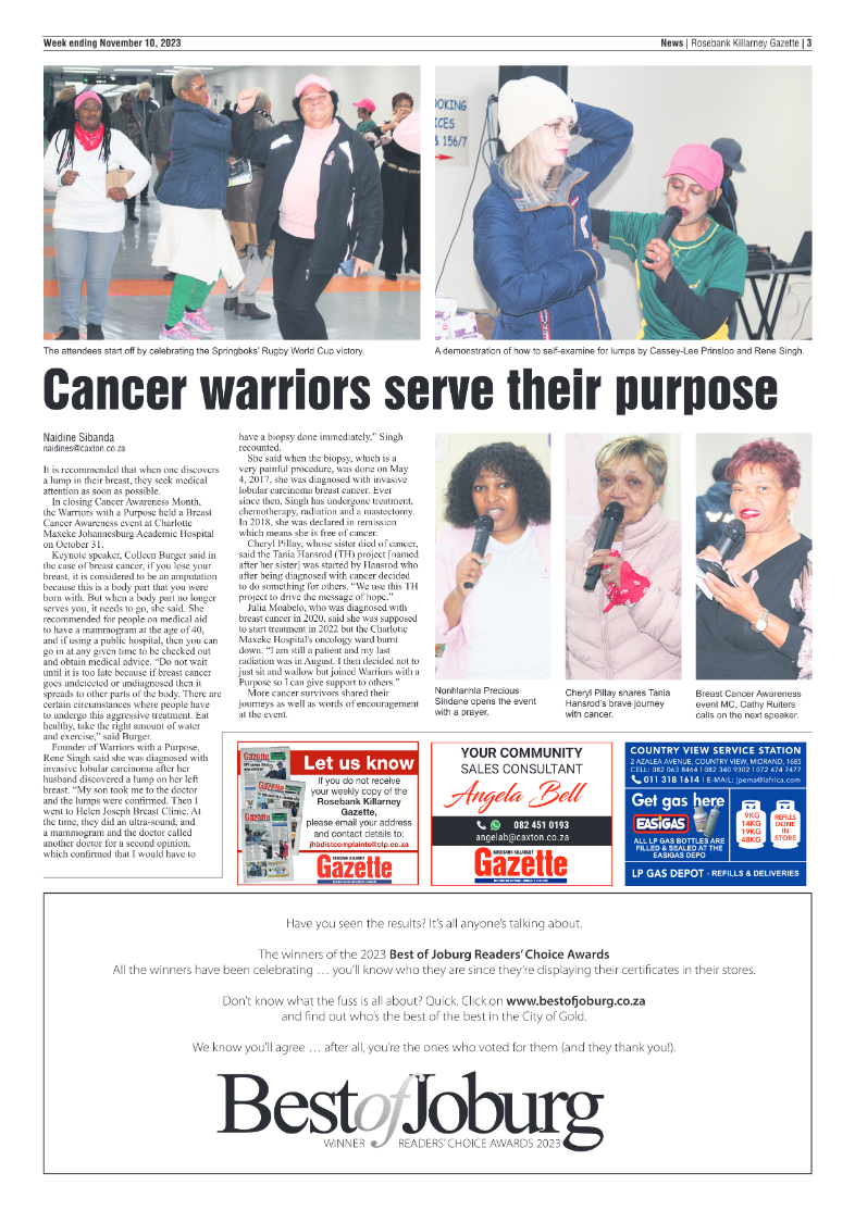 Rosebank Killarney Gazette 10 November 2023 page 3