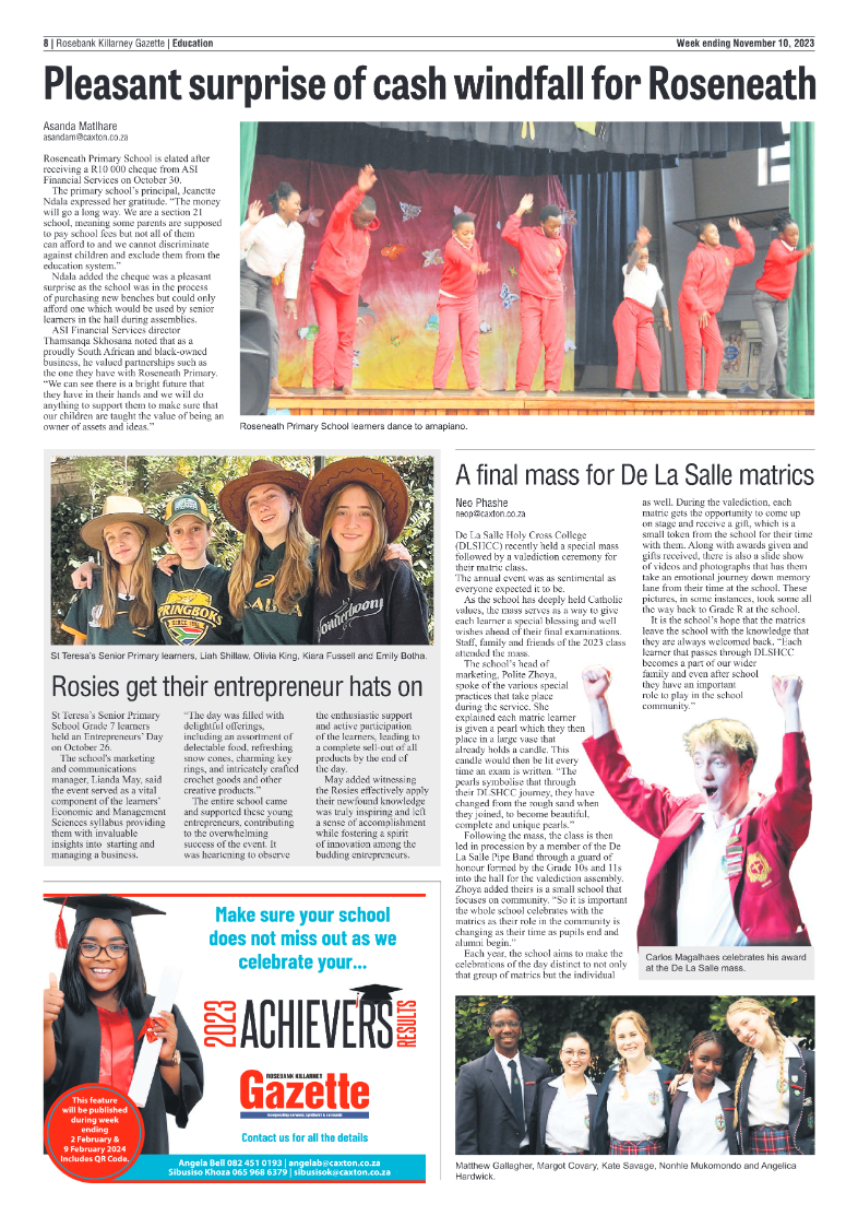 Rosebank Killarney Gazette 10 November 2023 page 8