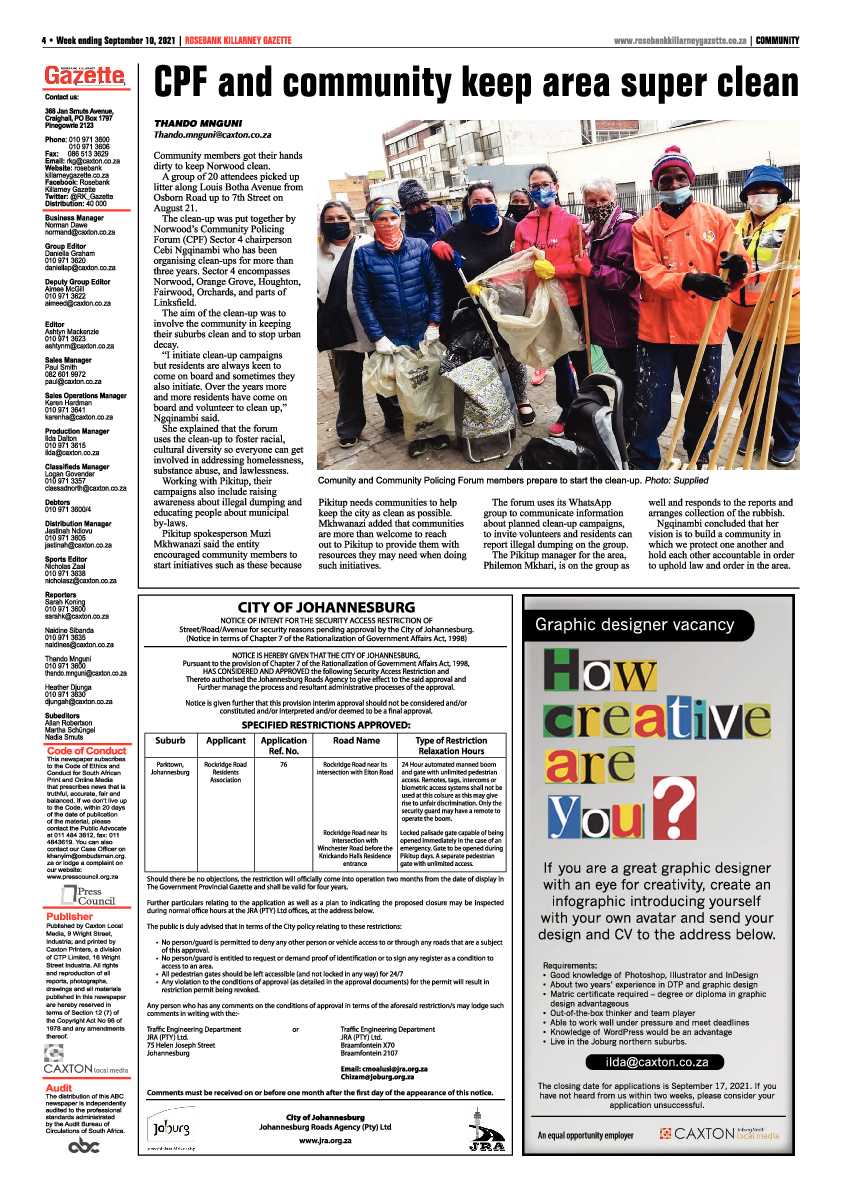 Rosebank Killarney Gazette 10 September 2021 page 4