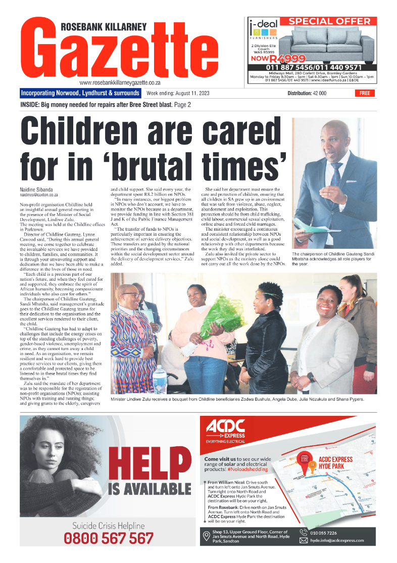 Rosebank Killarney Gazette 11 Aug 2023 page 1