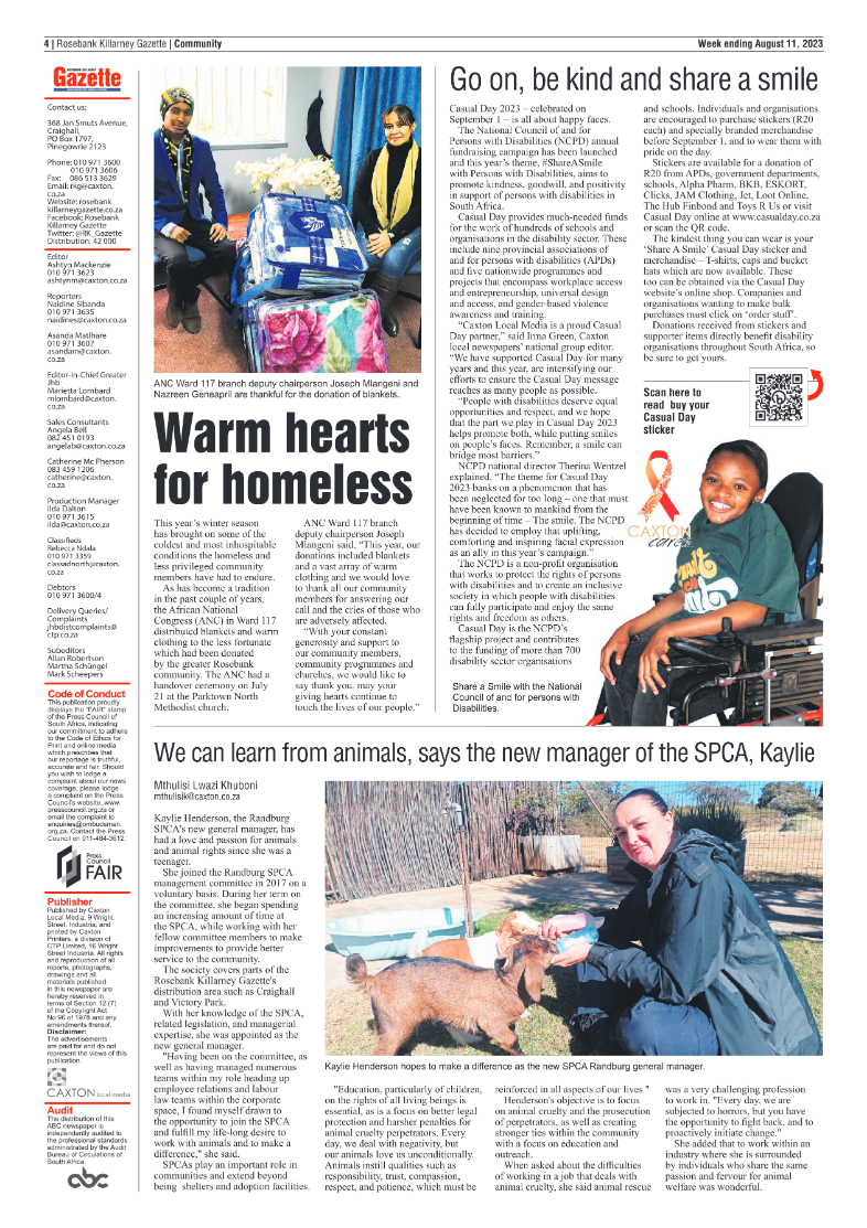 Rosebank Killarney Gazette 11 Aug 2023 page 4