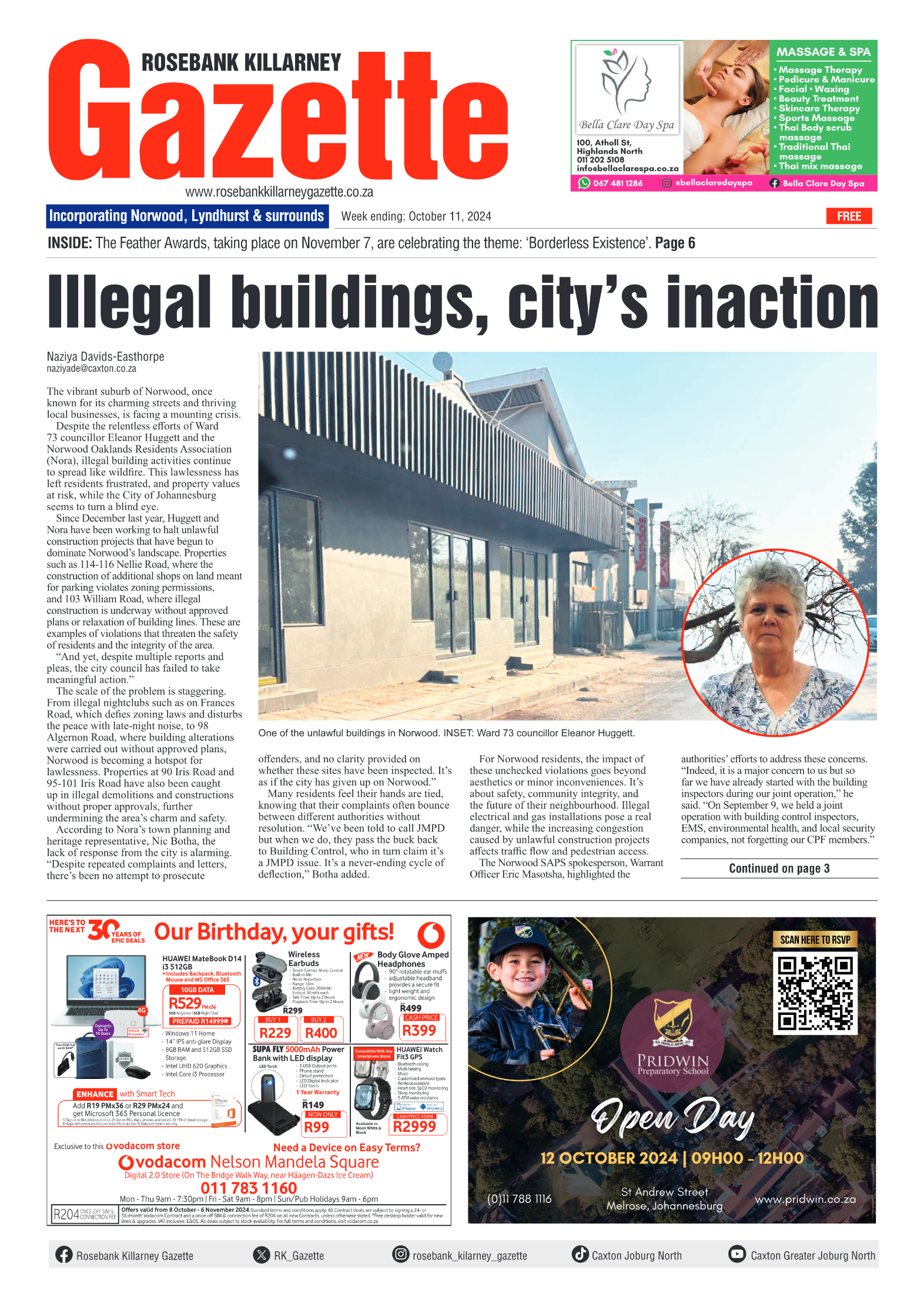 Rosebank Killarney Gazette 11 October 2024 page 1