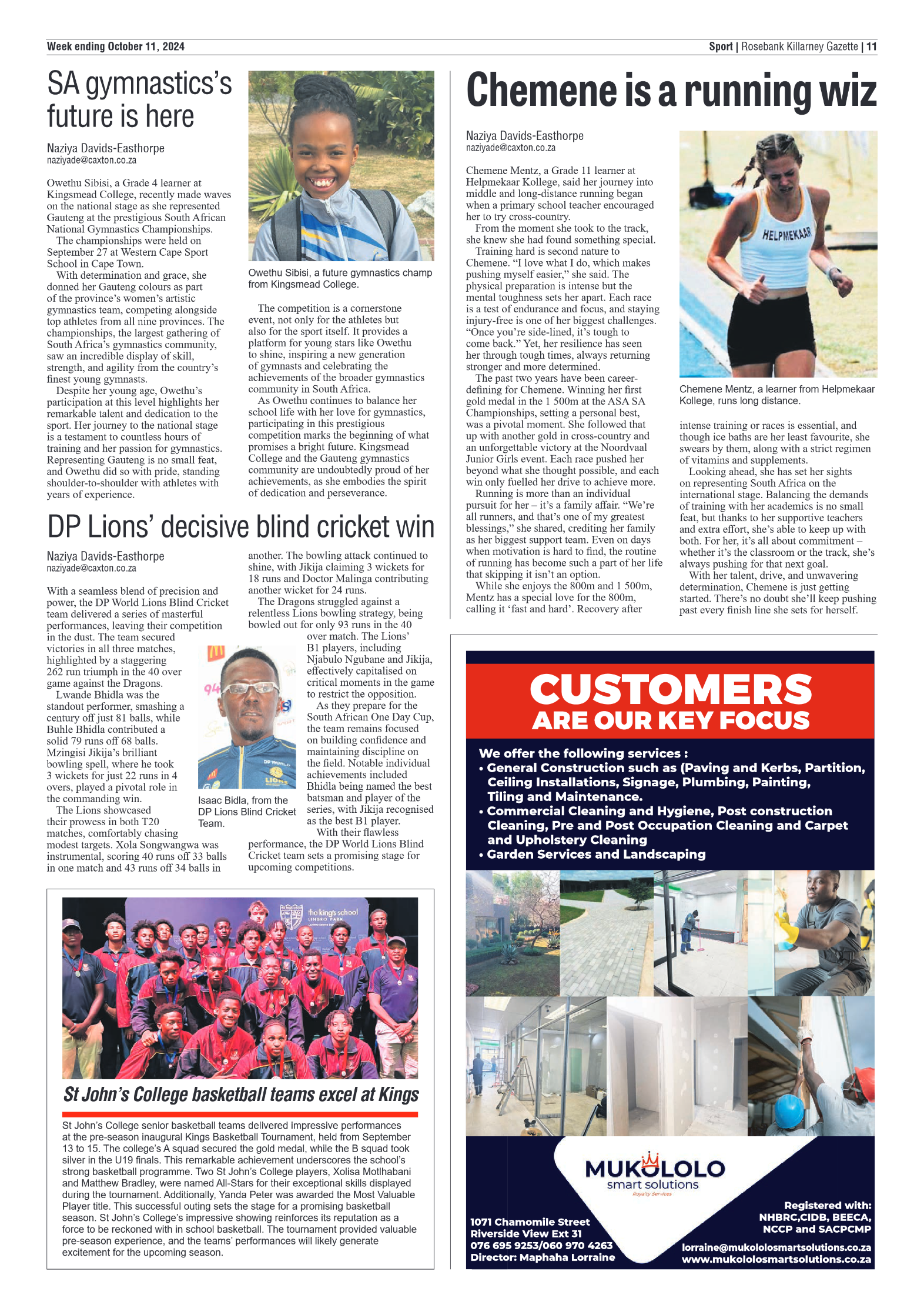 Rosebank Killarney Gazette 11 October 2024 page 11
