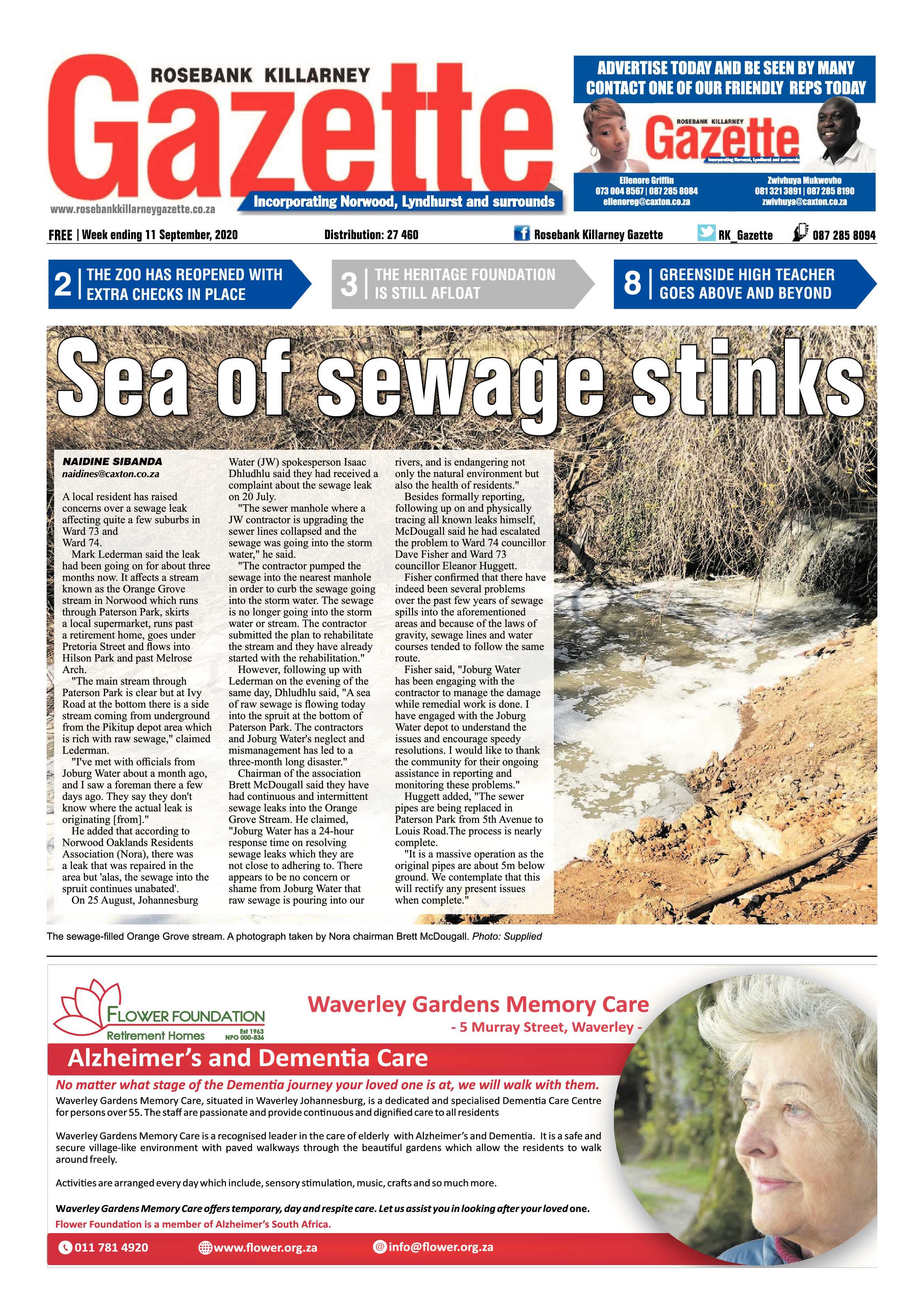 Rosebank Killarney Gazette 11 September 2020 page 1