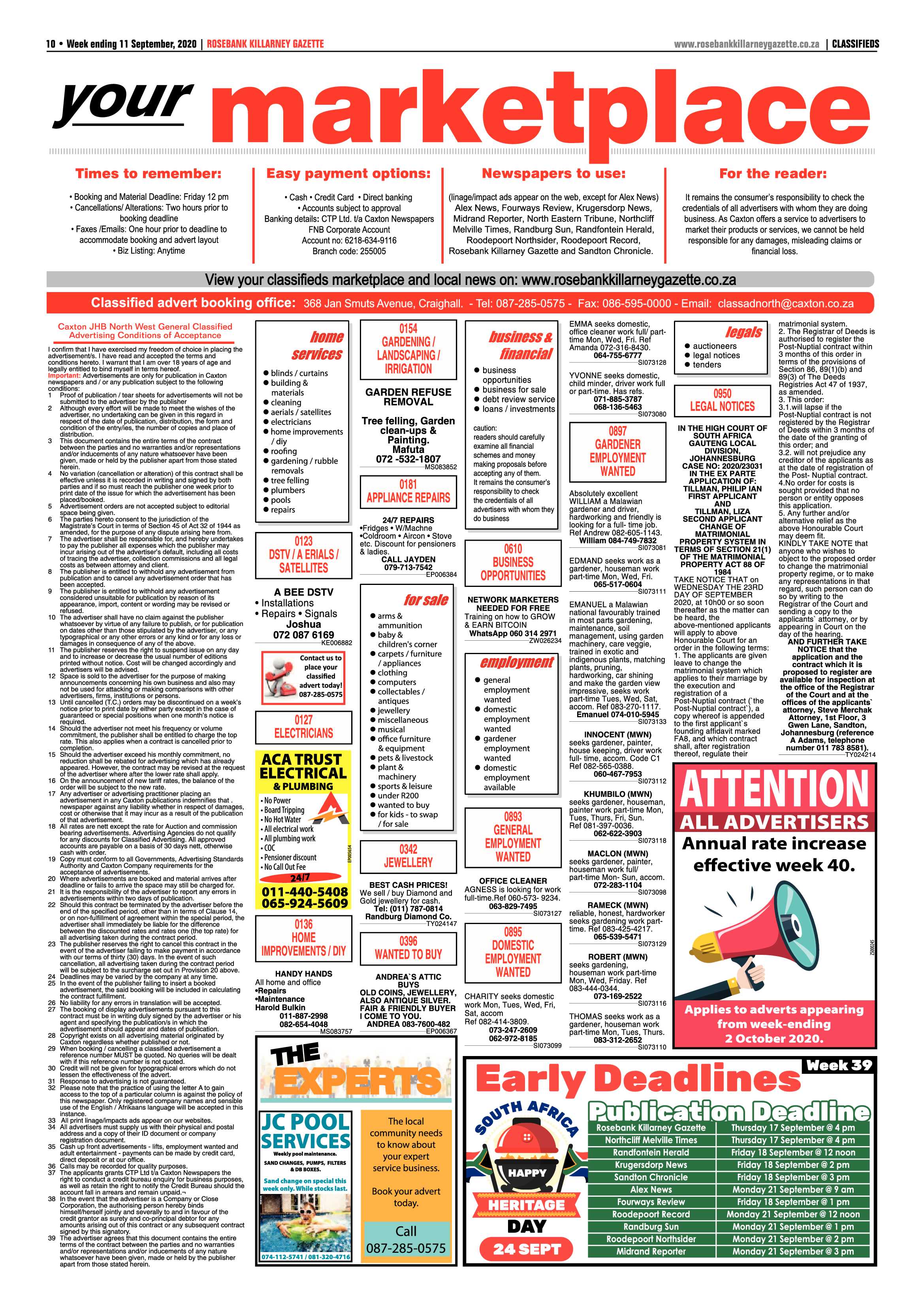 Rosebank Killarney Gazette 11 September 2020 page 10