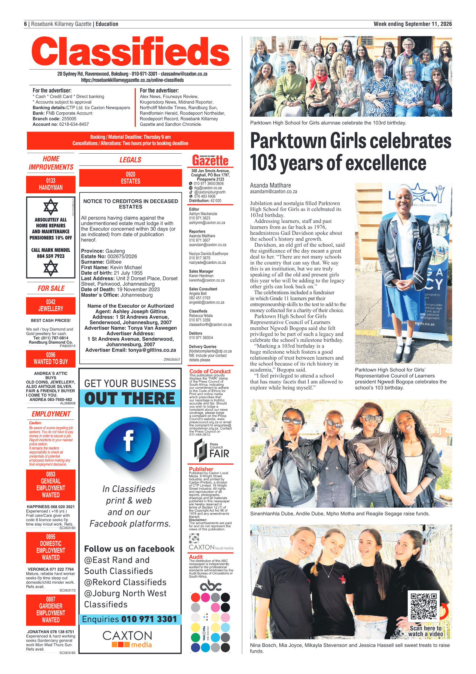 Rosebank Killarney Gazette 11 September 2026 page 6