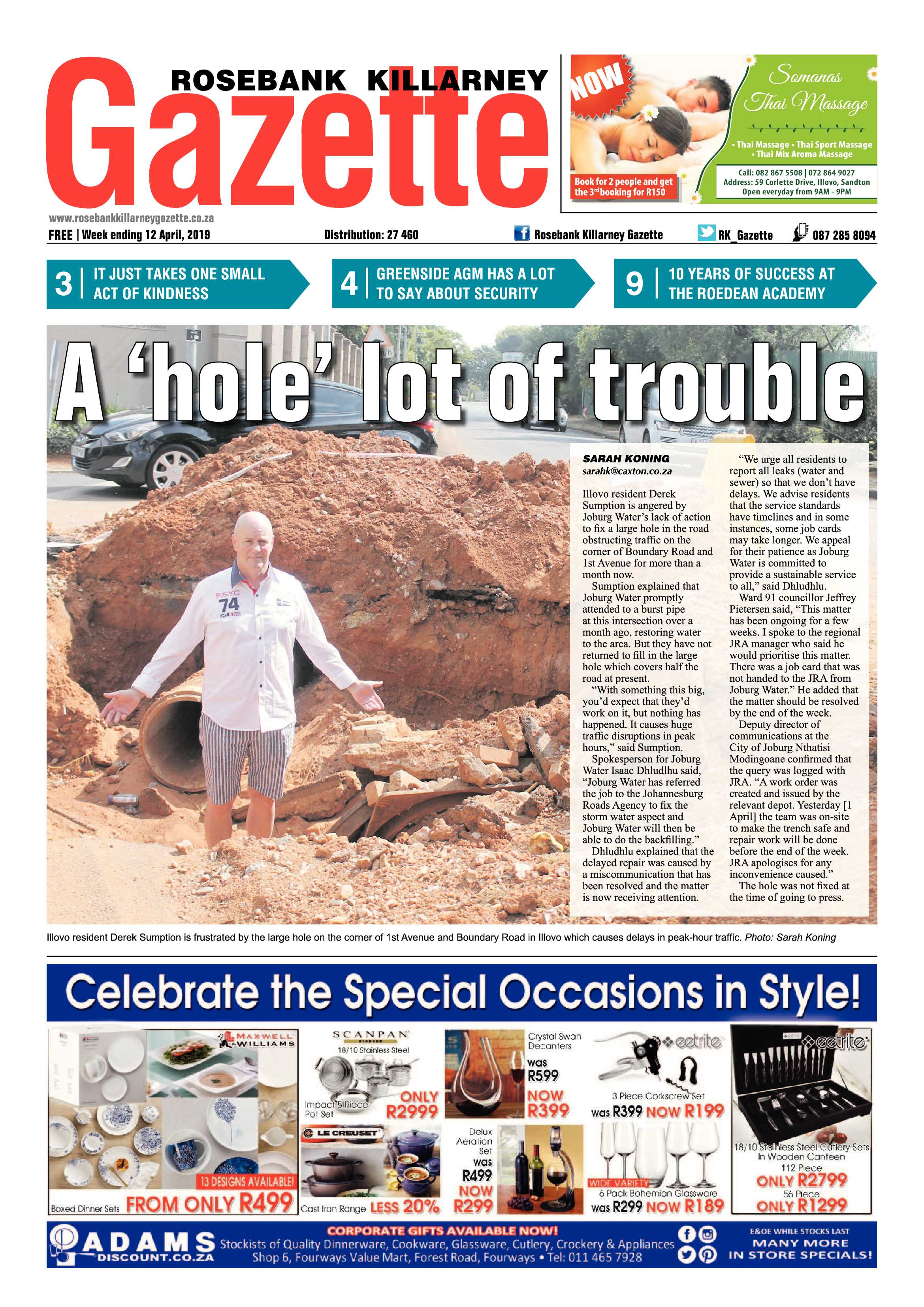 Rosebank Killarney Gazette 12 April, 2019 page 1