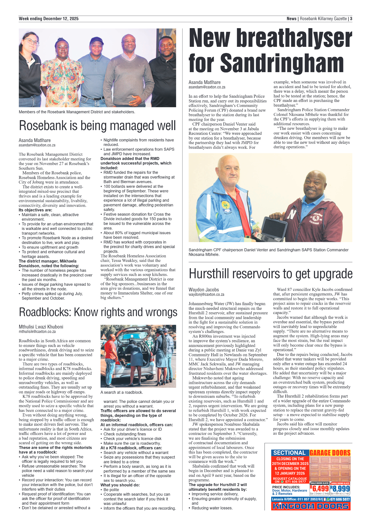 Rosebank Killarney Gazette 12 December 2025 page 3