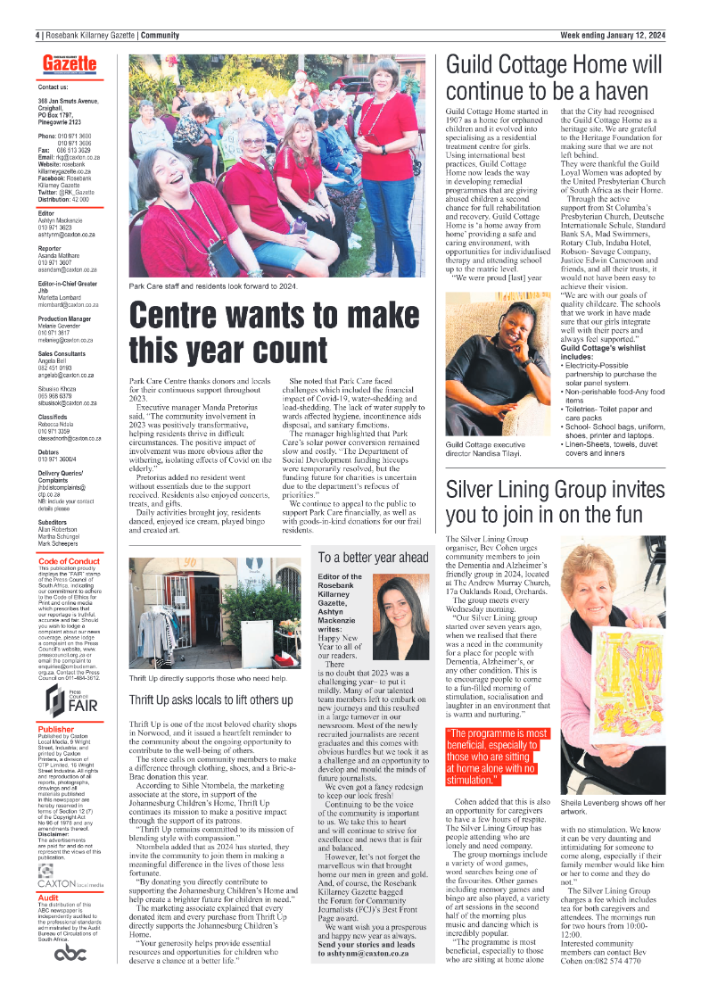 Rosebank Killarney Gazette 12 January 2024 page 4