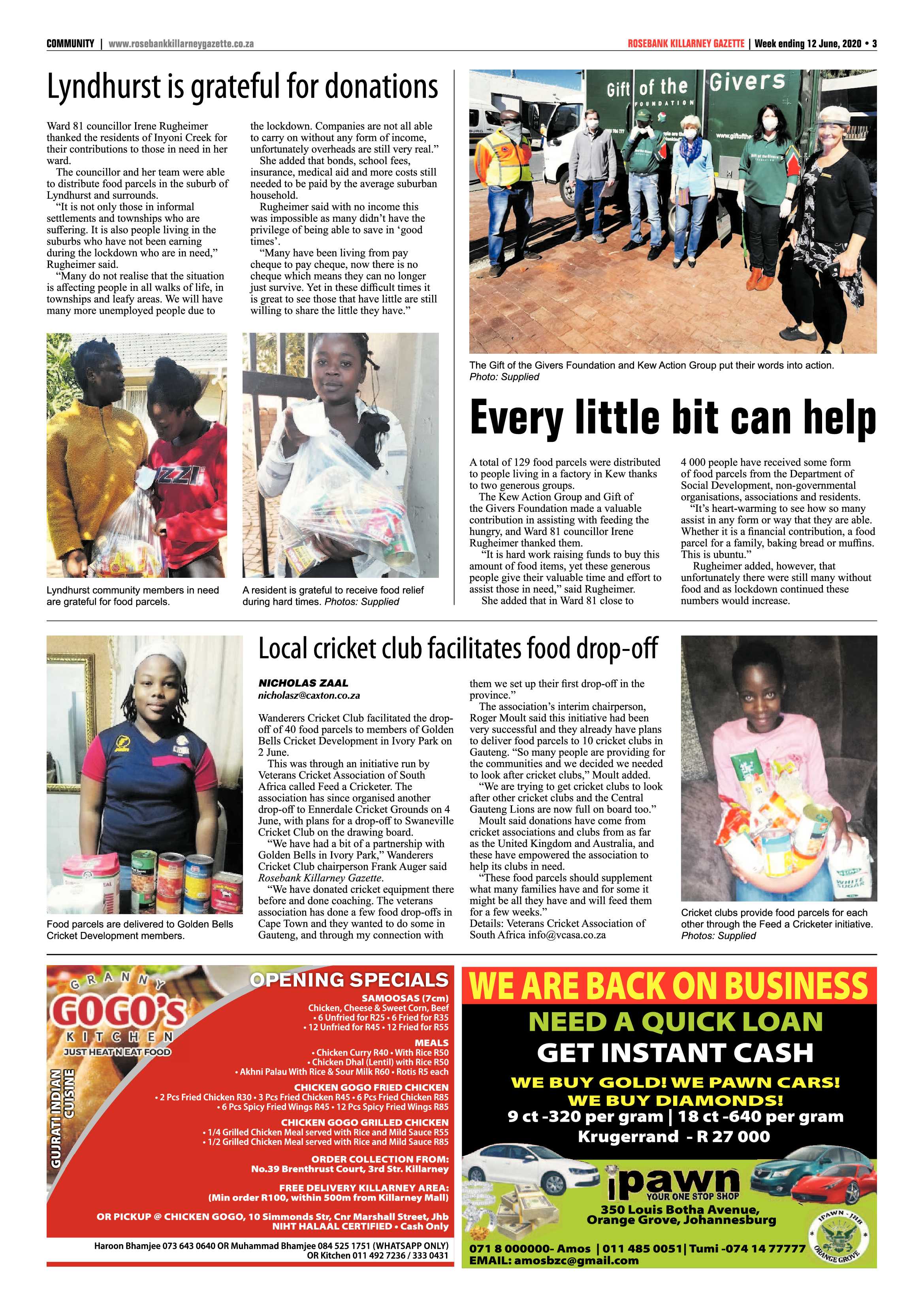 Rosebank Killarney Gazette 12 June 2020 page 3