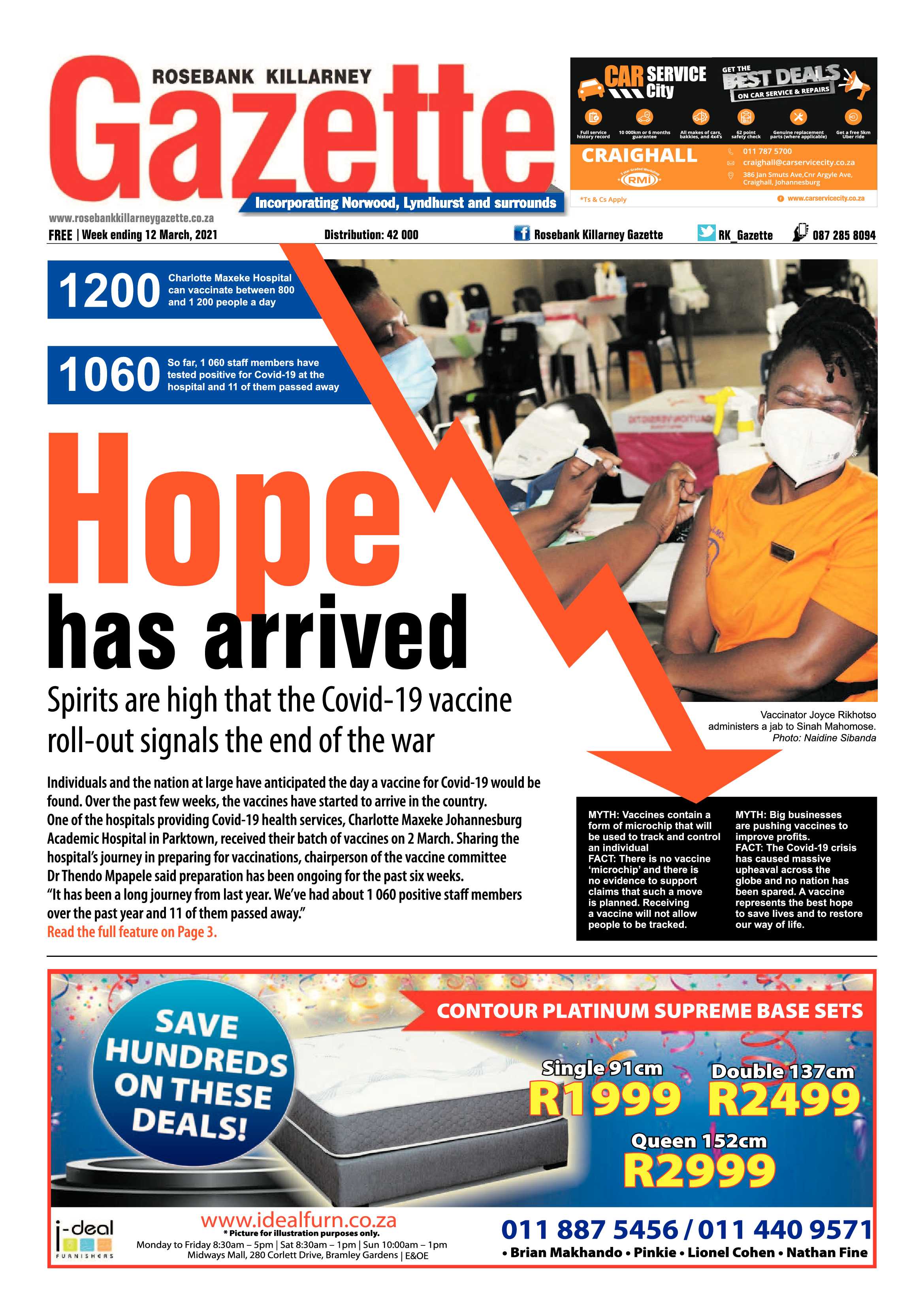 Rosebank Killarney Gazette 12 March 2021 page 1