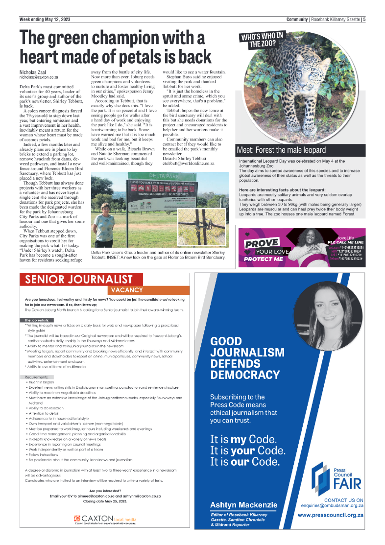 Rosebank Killarney Gazette 12 May 2023 page 5