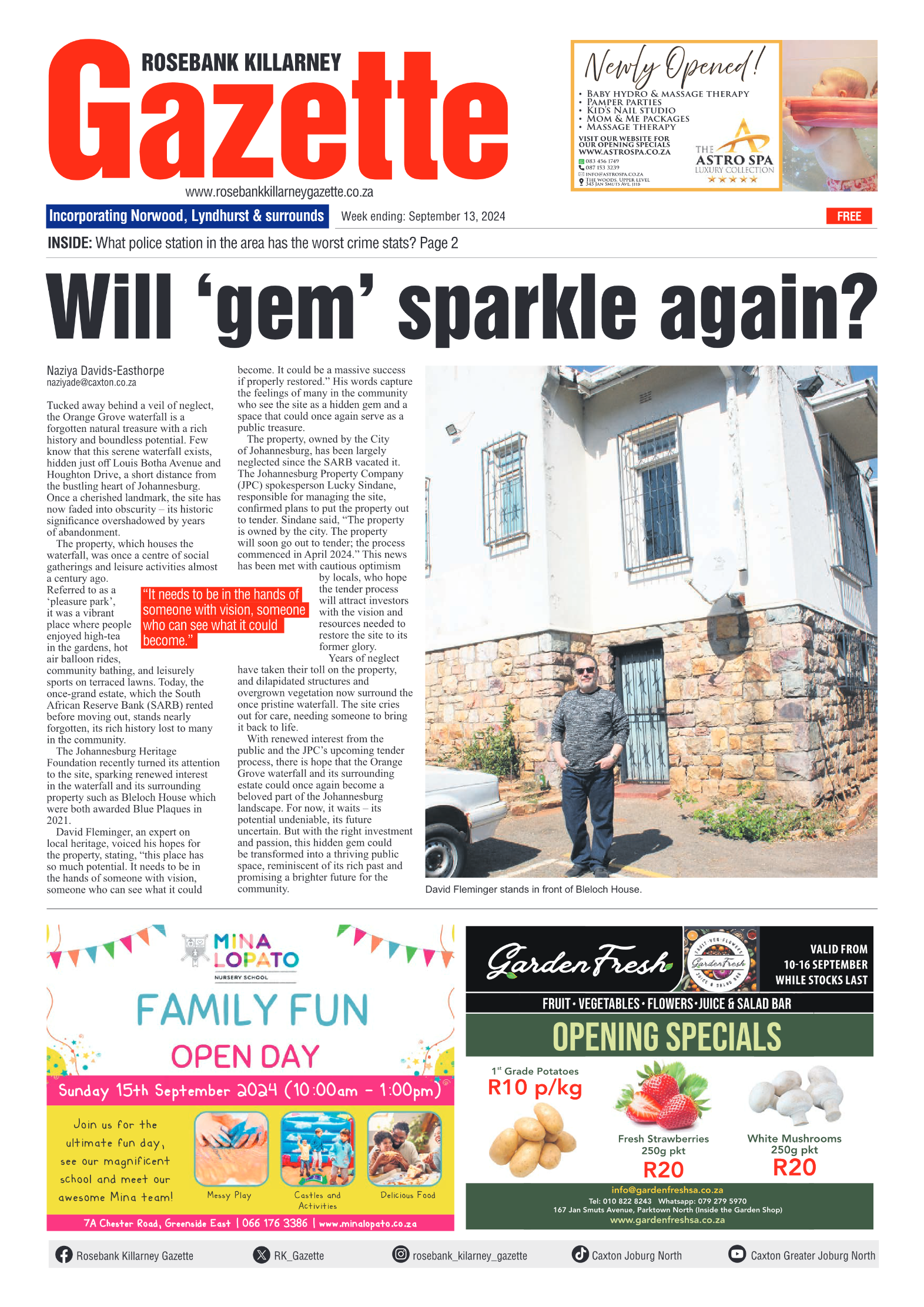 Rosebank Killarney Gazette 12 September 2024 page 1