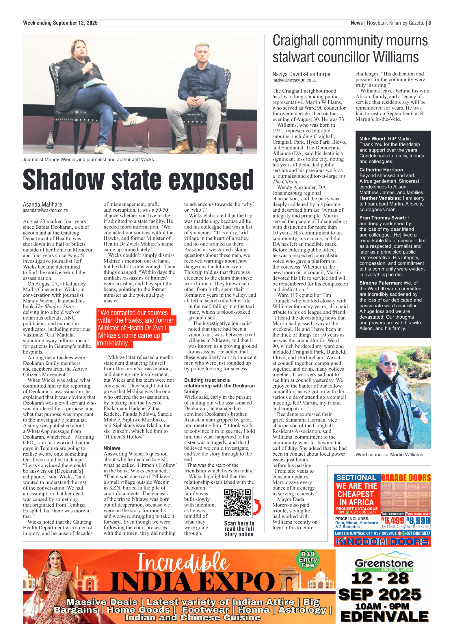 Rosebank Killarney Gazette 12 September 2025 page 3