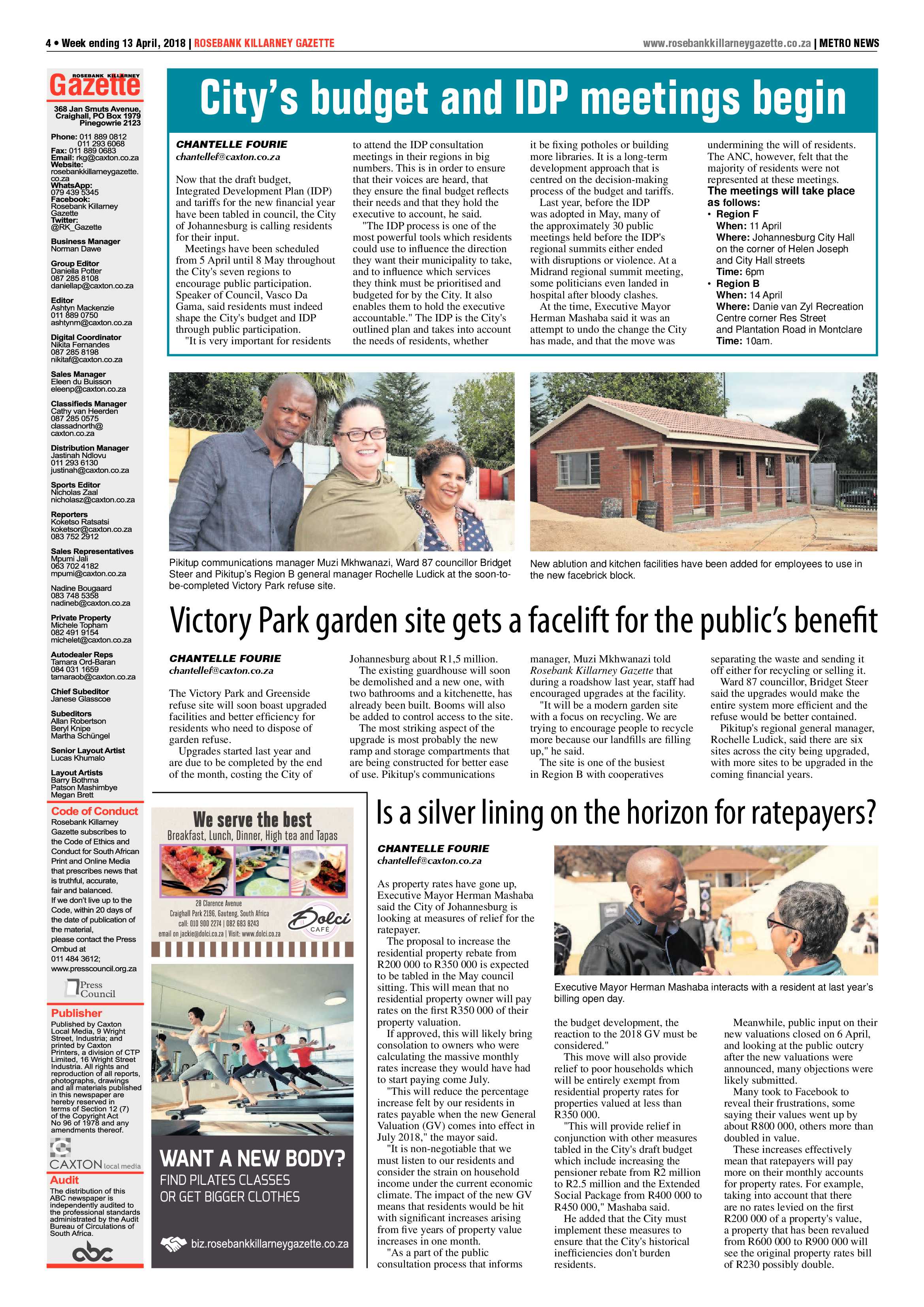 Rosebank Killarney Gazette 13 April 2018 page 4