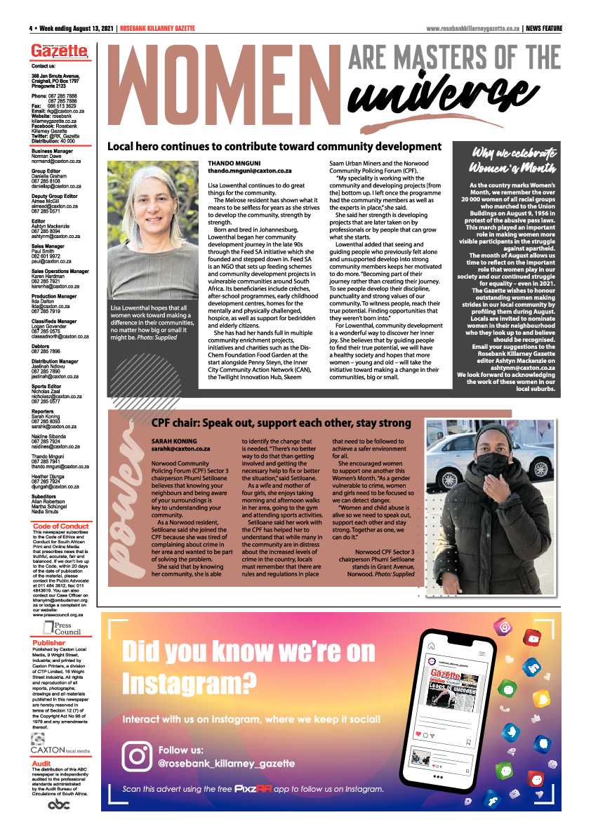 Rosebank Killarney Gazette 13 August 2021 page 4
