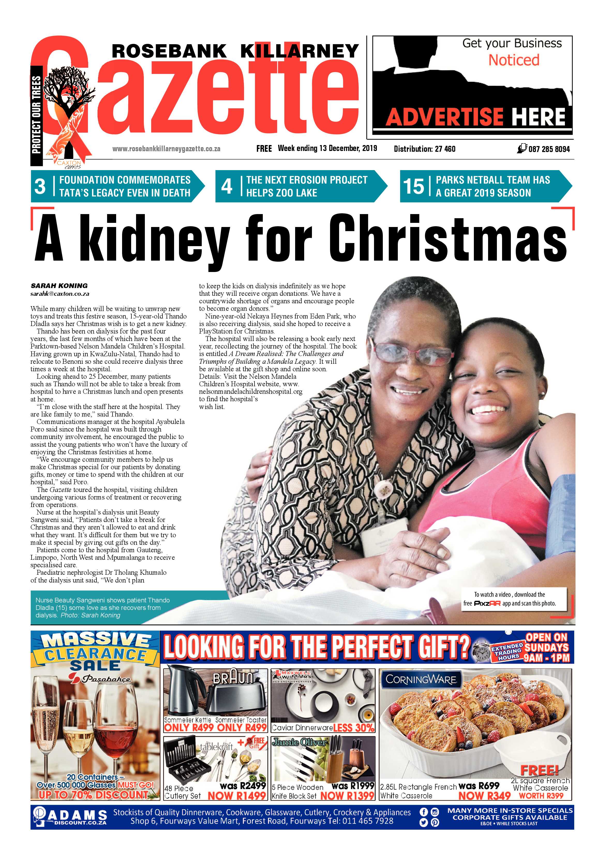 Rosebank Killarney Gazette 09 December 2019 page 1