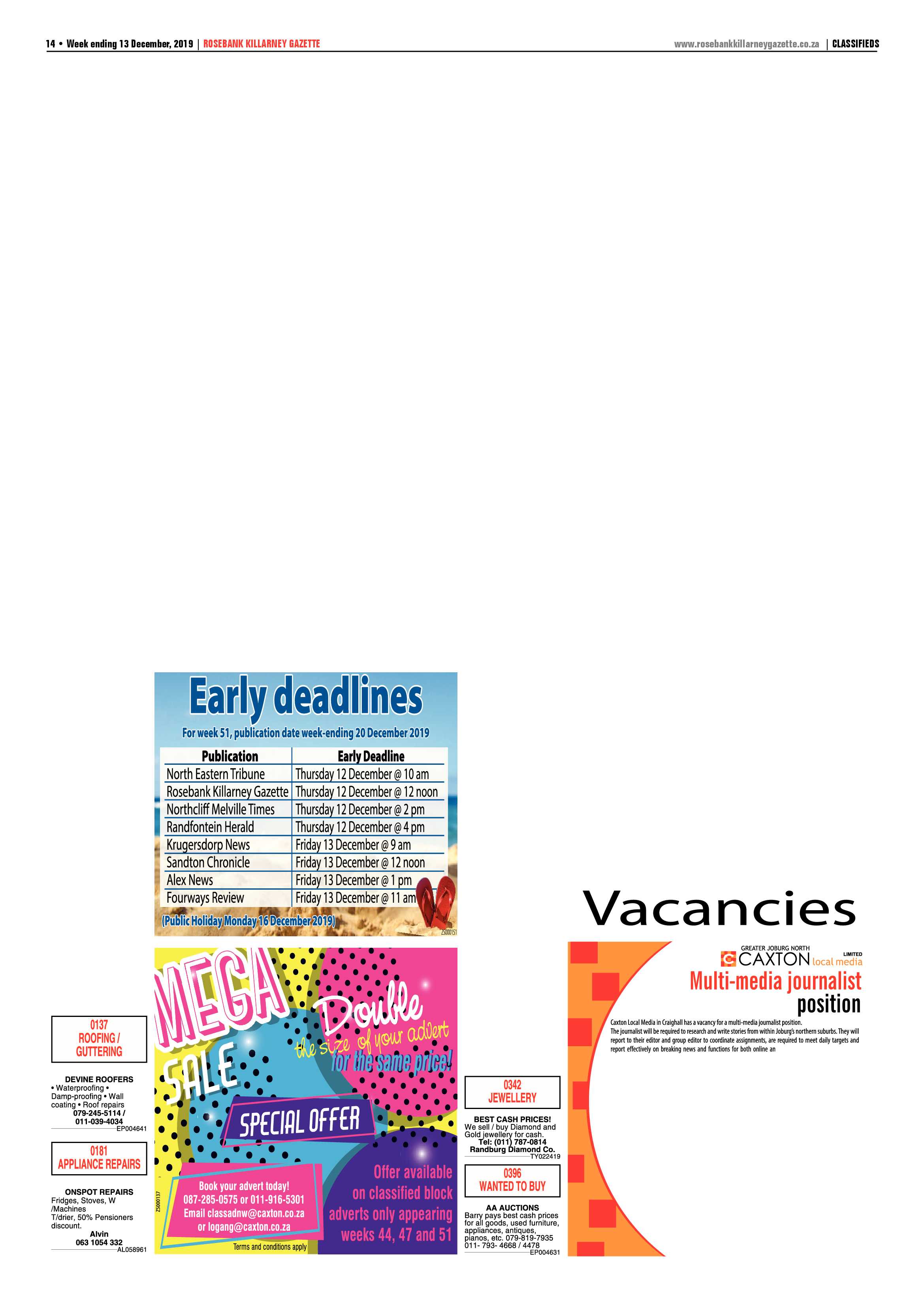Rosebank Killarney Gazette 09 December 2019 page 14