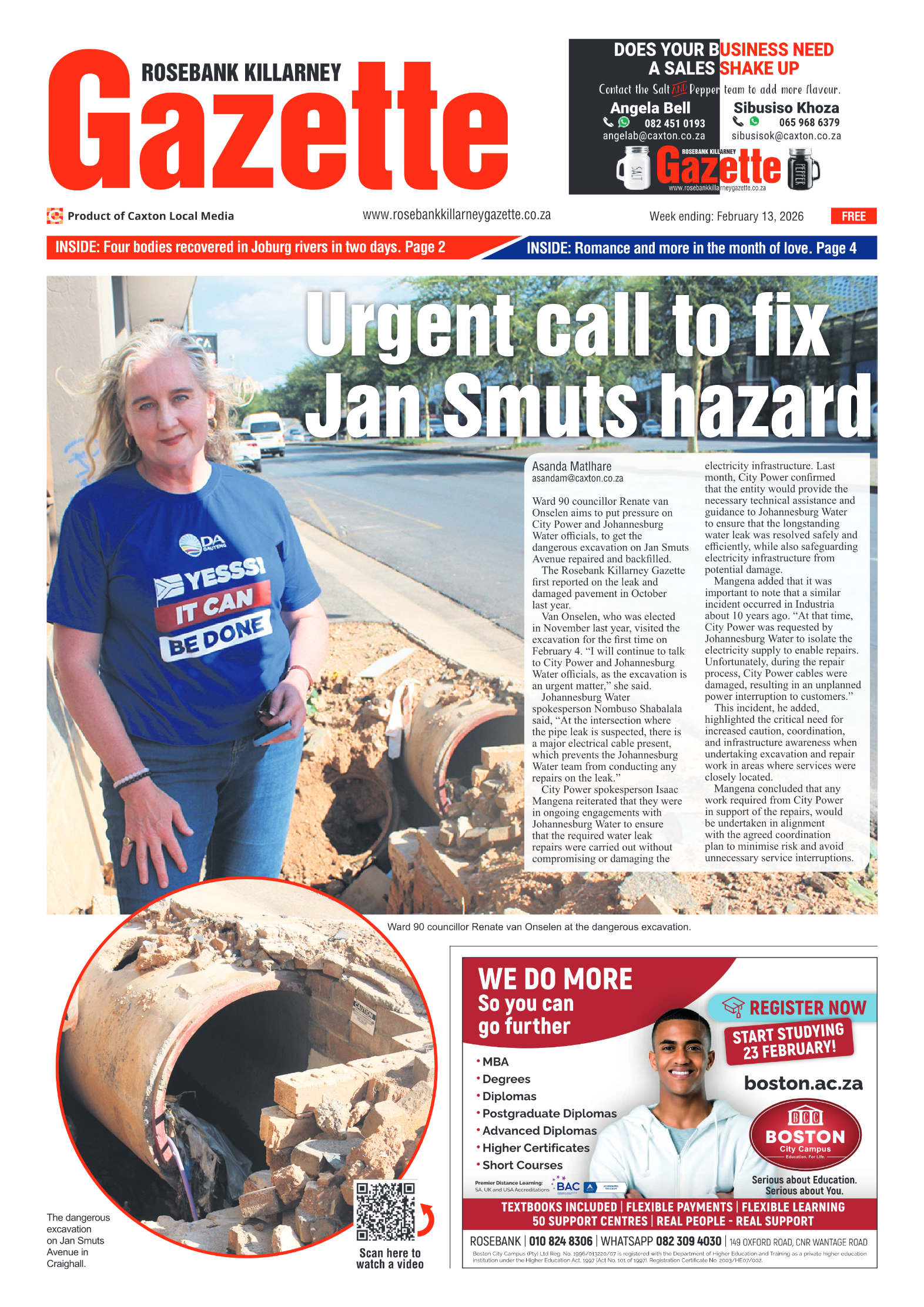 Rosebank Killarney Gazette 13 February 2026 page 1