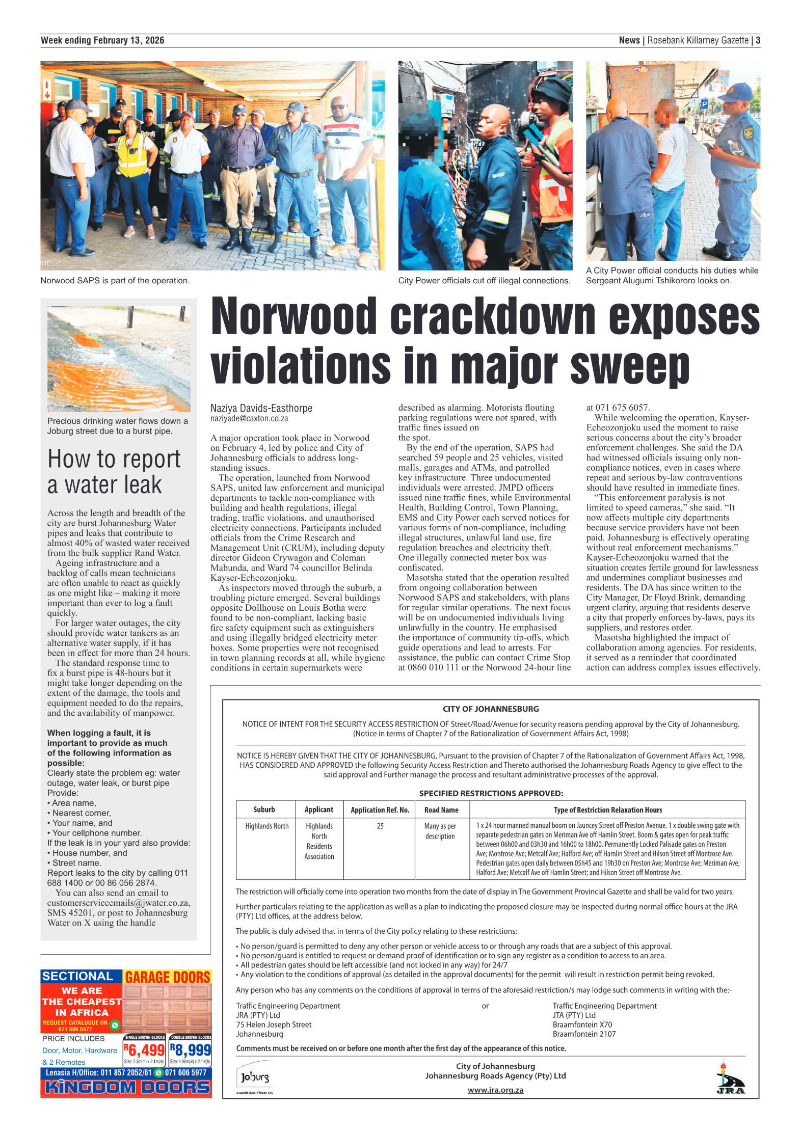 Rosebank Killarney Gazette 13 February 2026 page 3