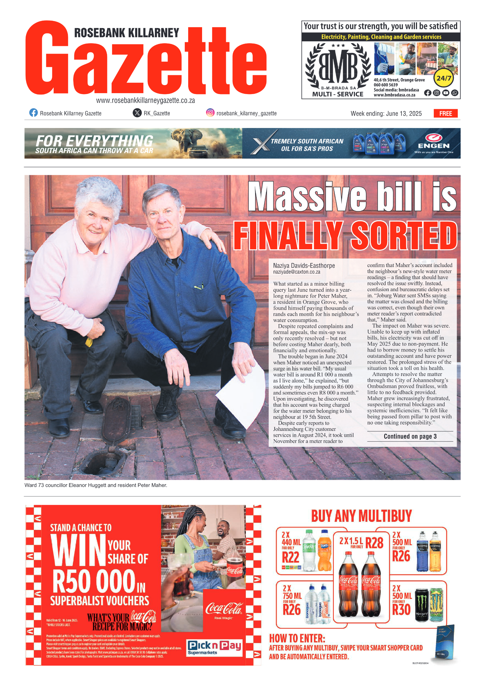 Rosebank Killarney Gazette 13 June 2025 page 1