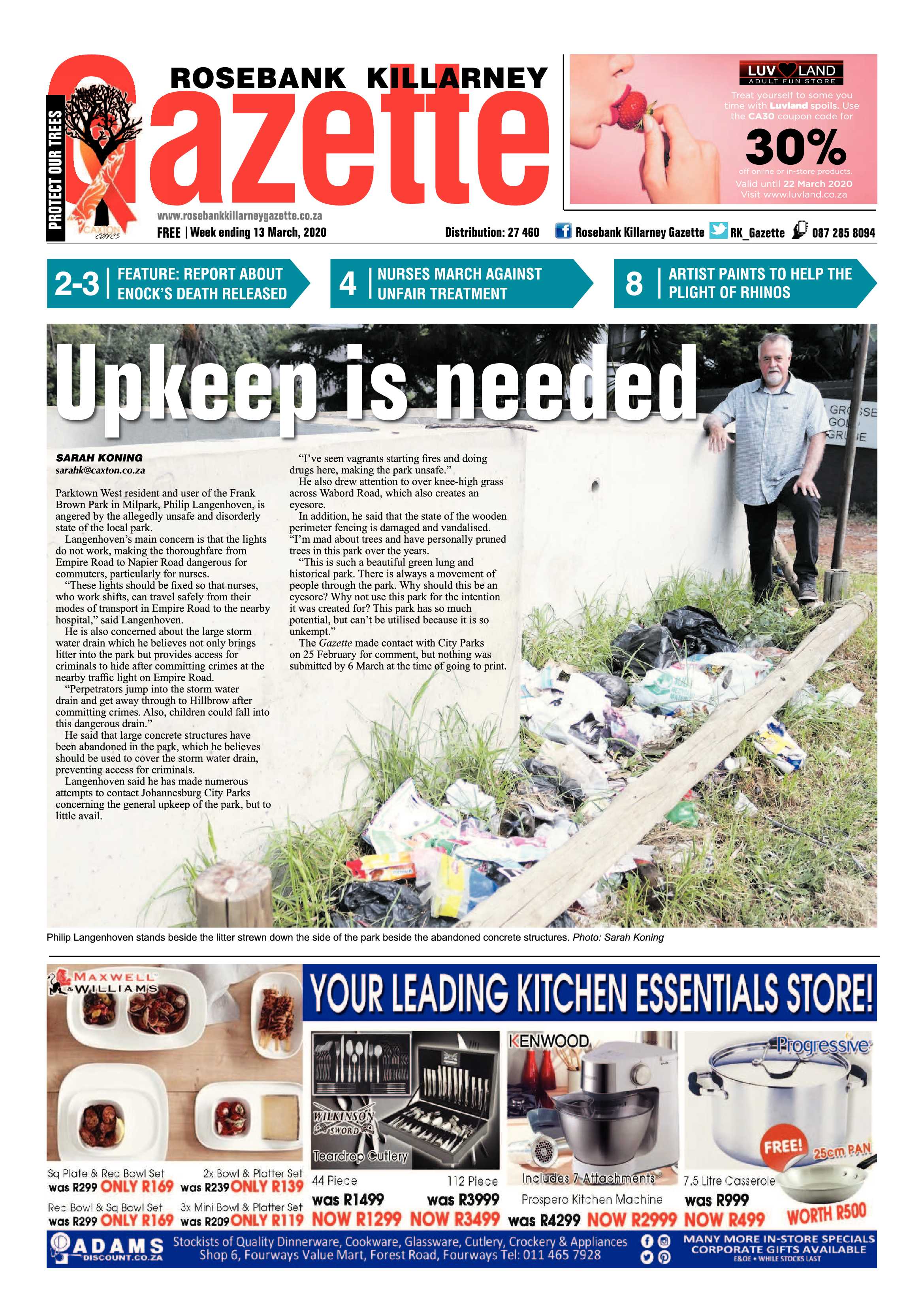 Rosebank Killarney Gazette 13 March 2020 page 1