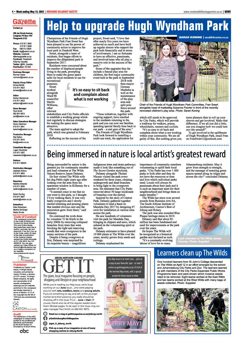 Rosebank Killarney Gazette 13 May 2022 page 4
